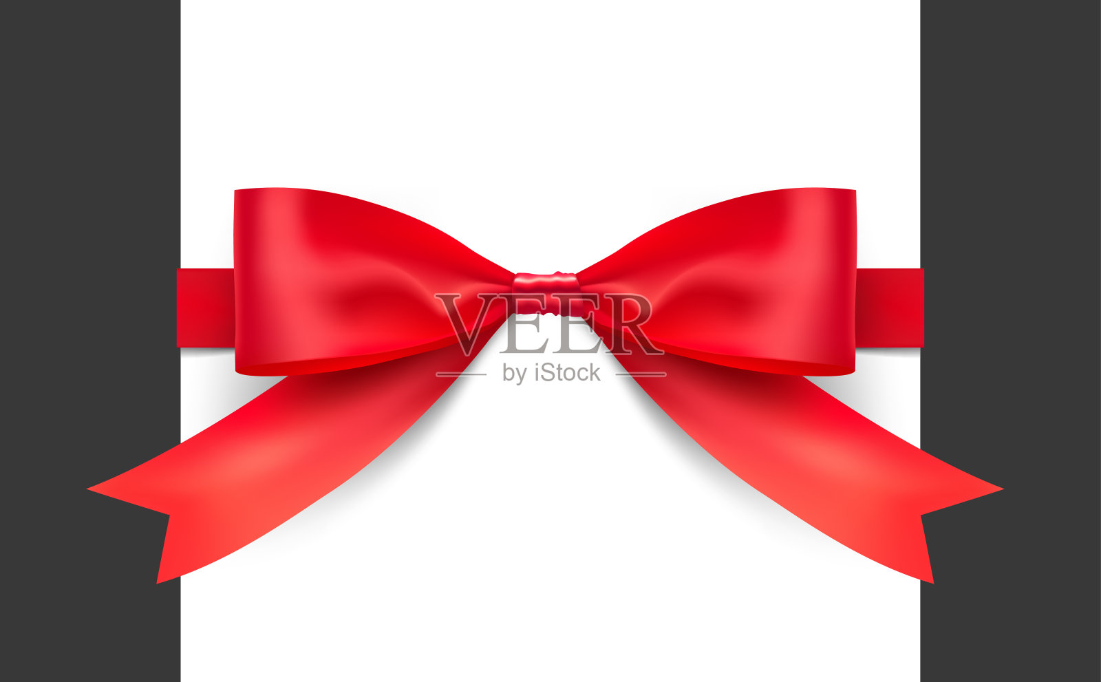 带丝带的红色蝴蝶结。矢量插图上的白色背景。设计元素图片