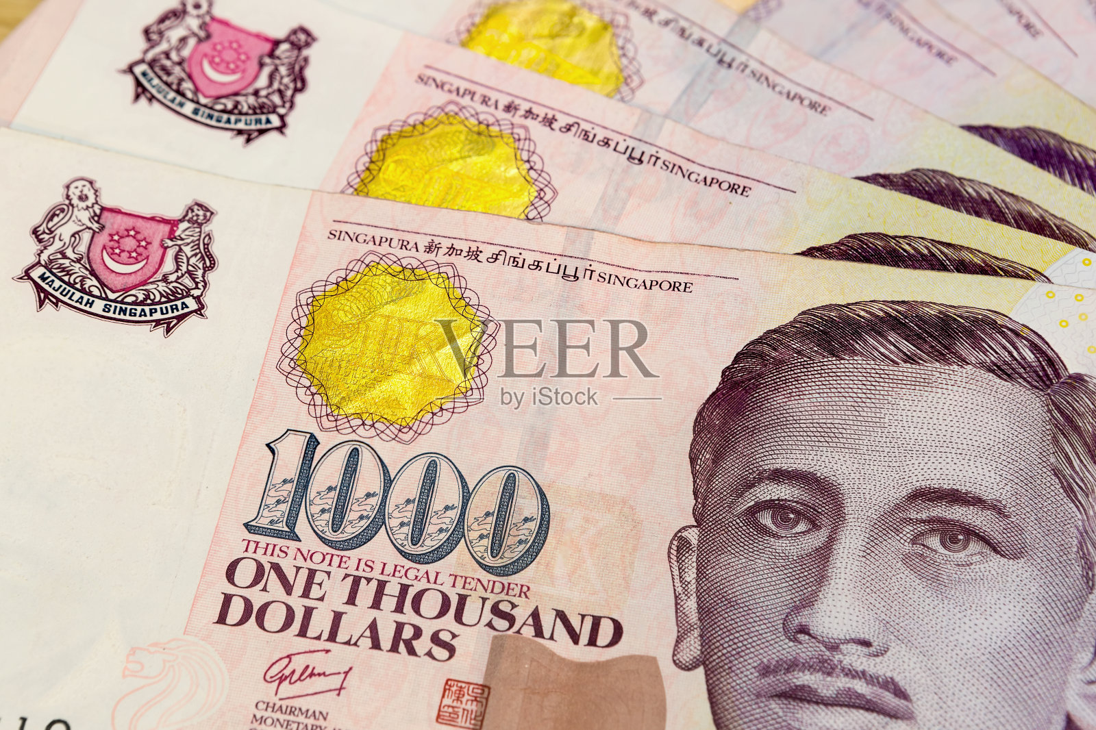 新加坡币千元钞票特写宏观照片摄影图片
