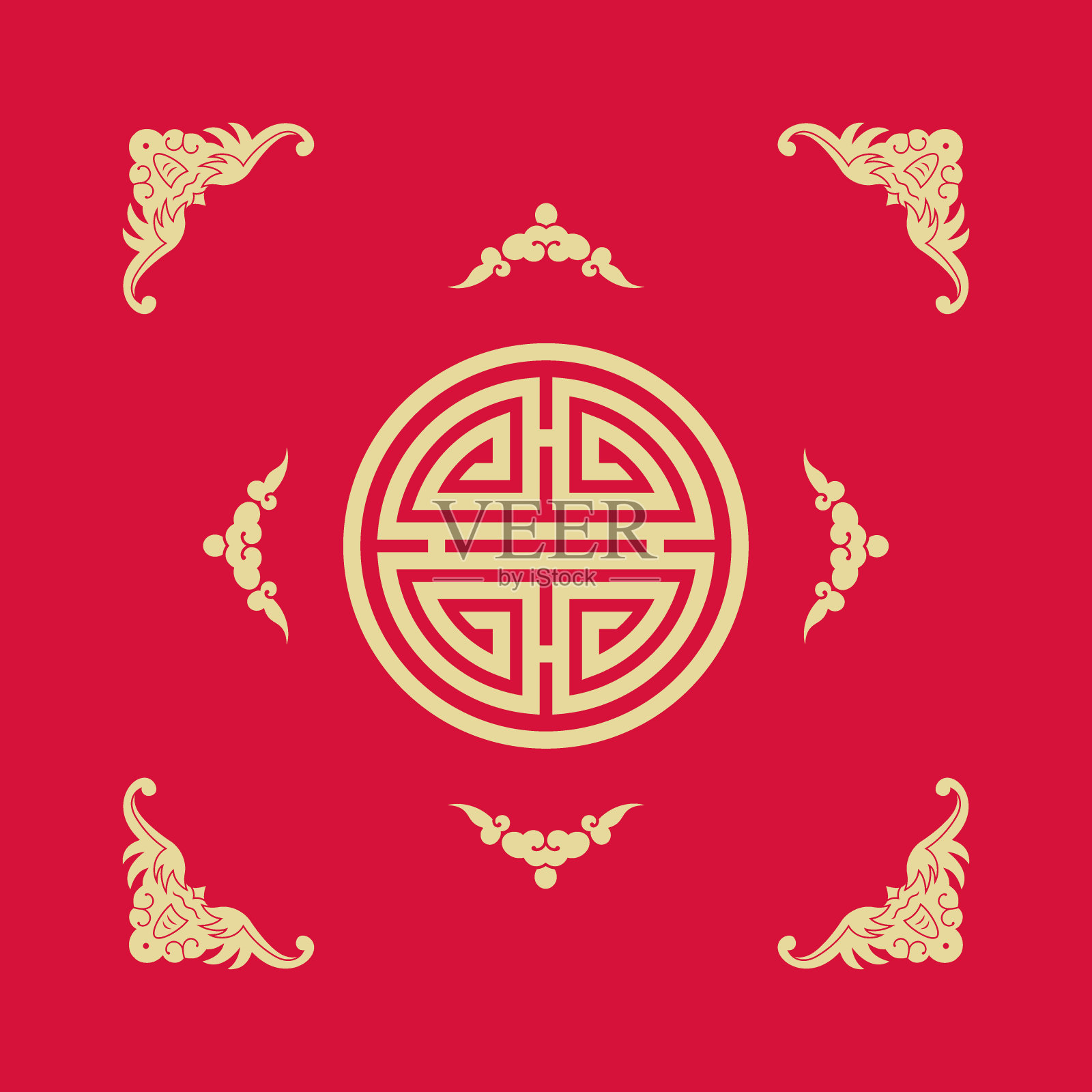 中国传统吉祥符号(长寿)插画图片素材