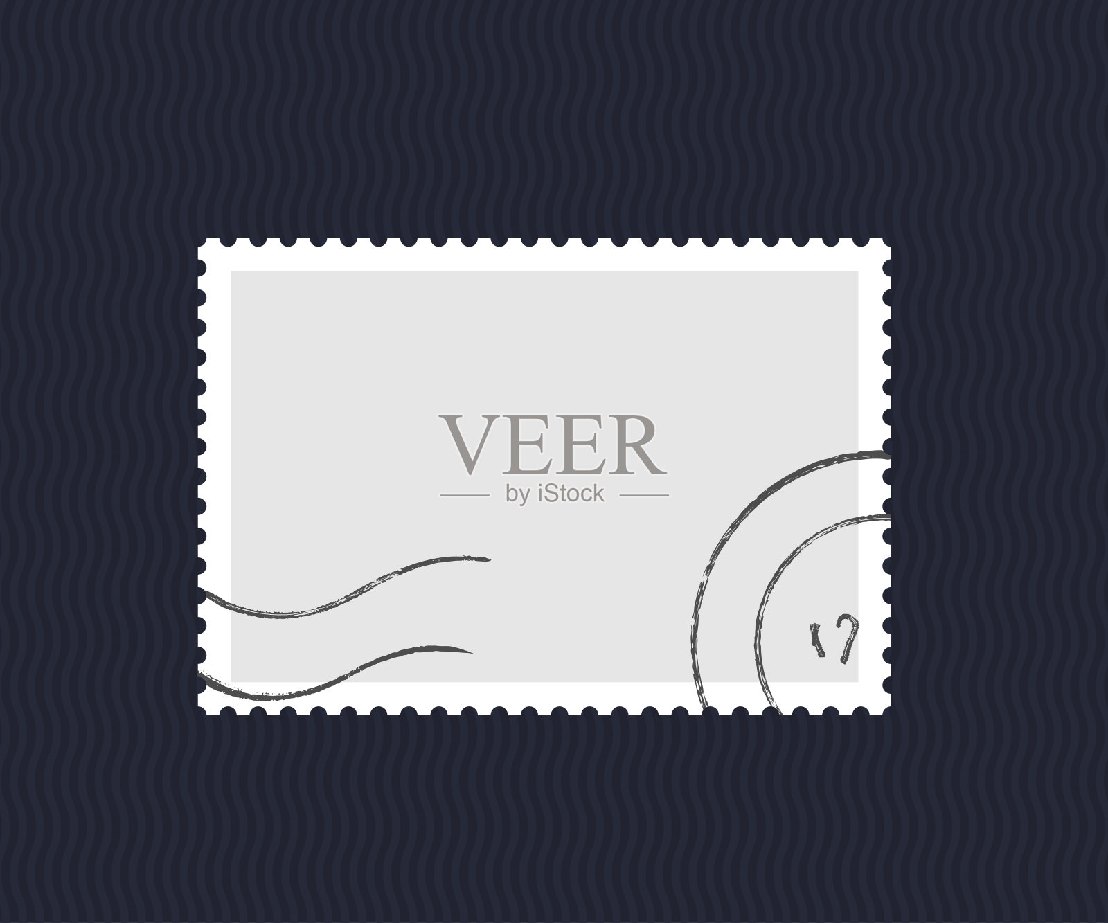 空白邮戳和邮票在蓝色的相册背景。矢量插图。插画图片素材