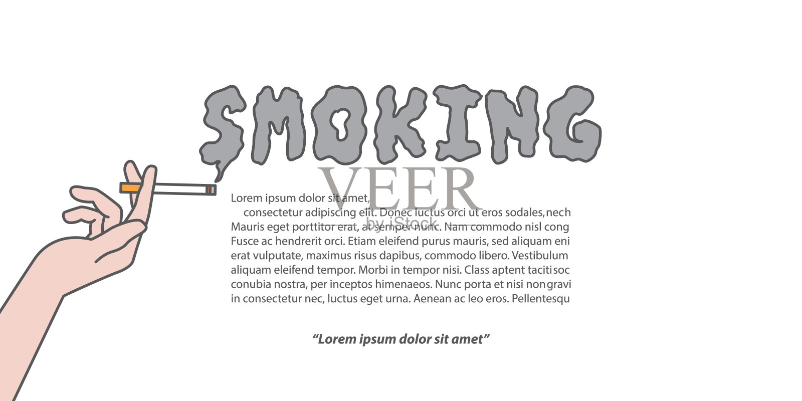 吸烟标题和布局文字插图矢量在白色的背景，吸烟的概念。插画图片素材