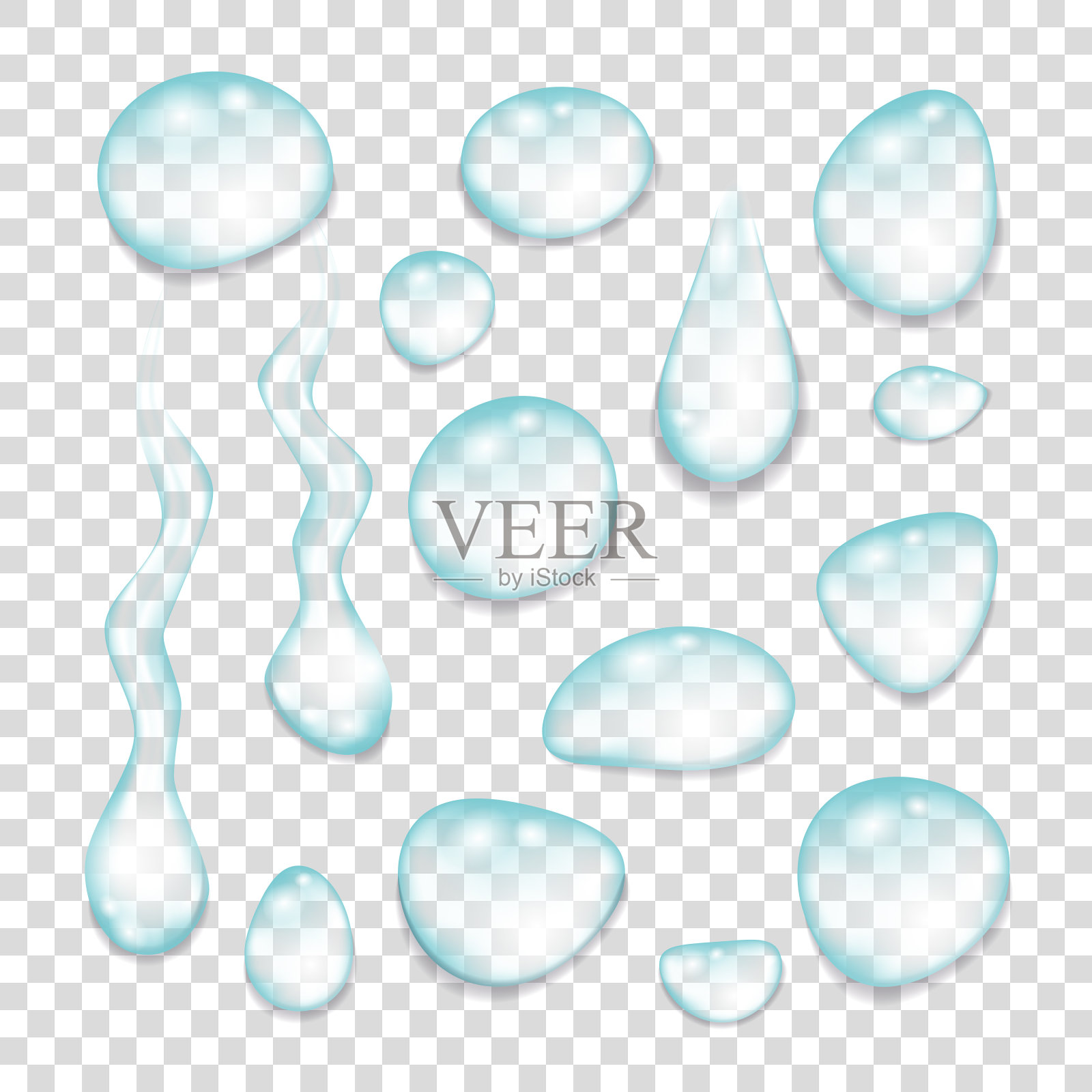 透明的蓝色水滴，纯净的水。设计元素图片
