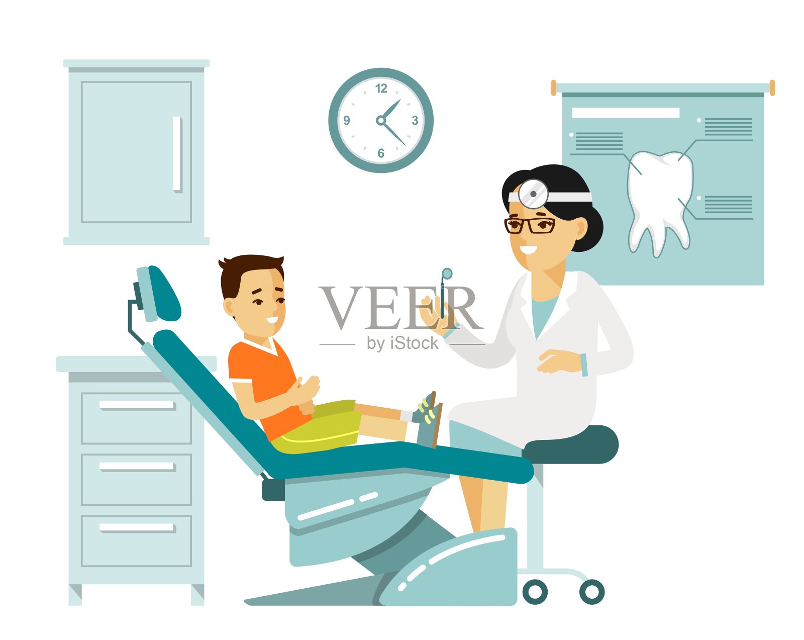 医学牙科概念在平坦的风格孤立的白色背景插画图片素材