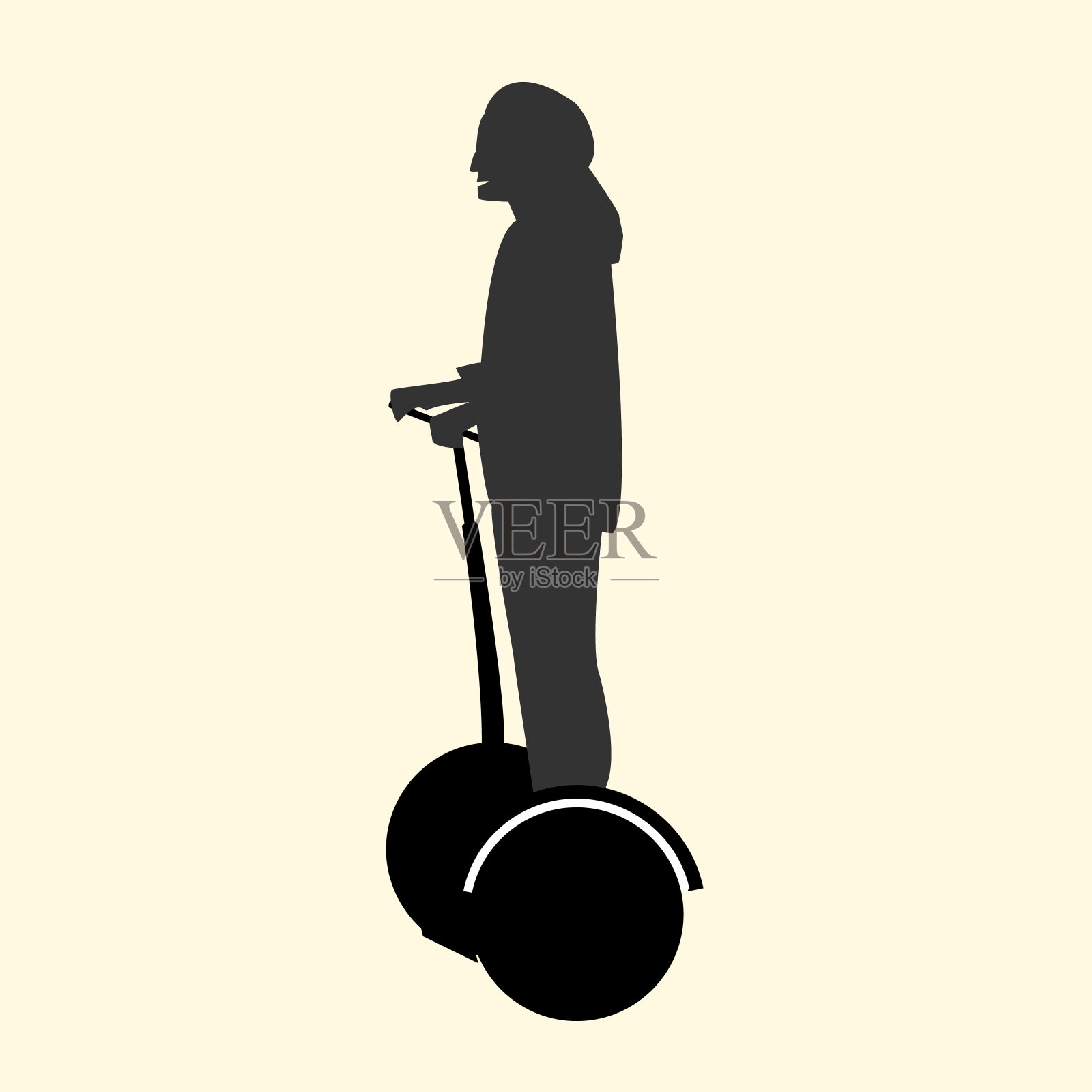 矢量插图的剪影的女人休息和快速骑在电动轮平风格设计元素图片