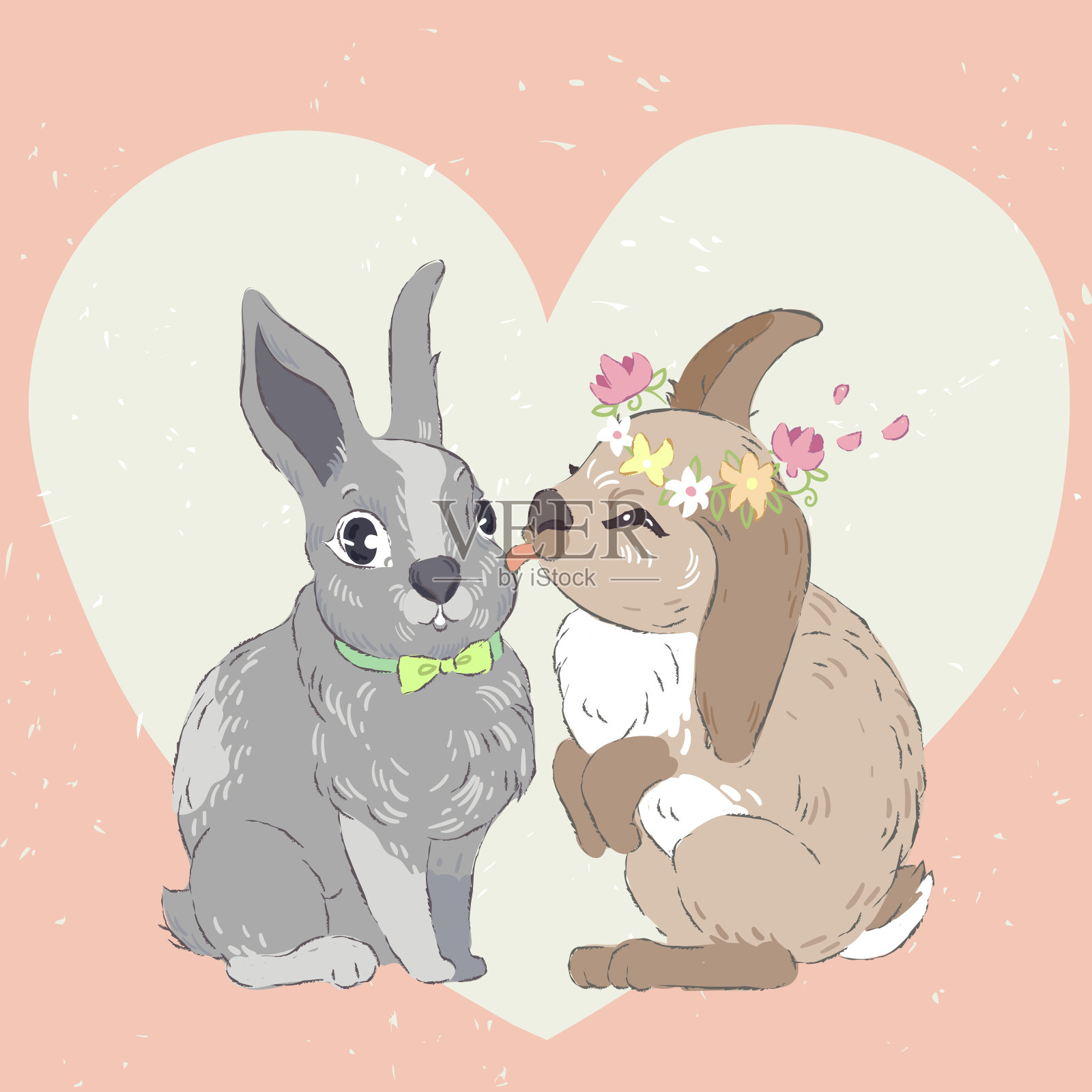 接吻的兔子设计元素图片