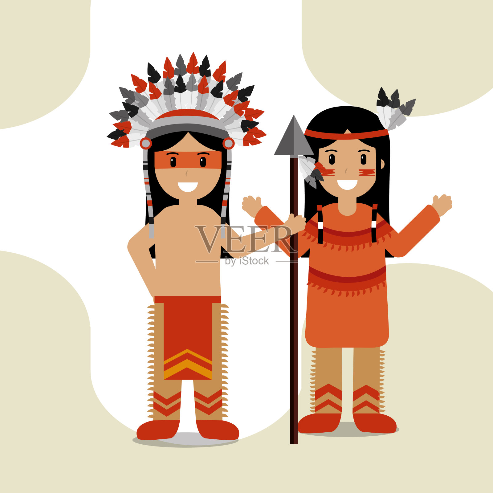 美国原住民卡通插画图片素材