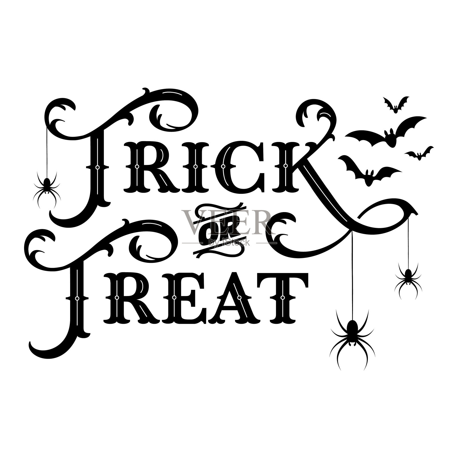 Trick or Treat文本横幅，矢量插画图片素材