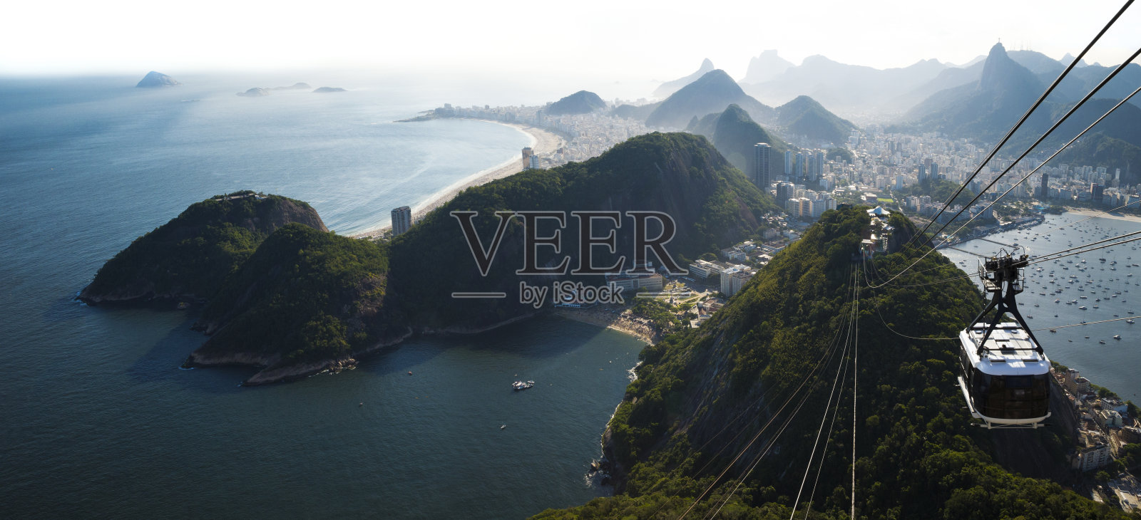 从巴西的甜面包山俯瞰里约热内卢的城市天际线照片摄影图片