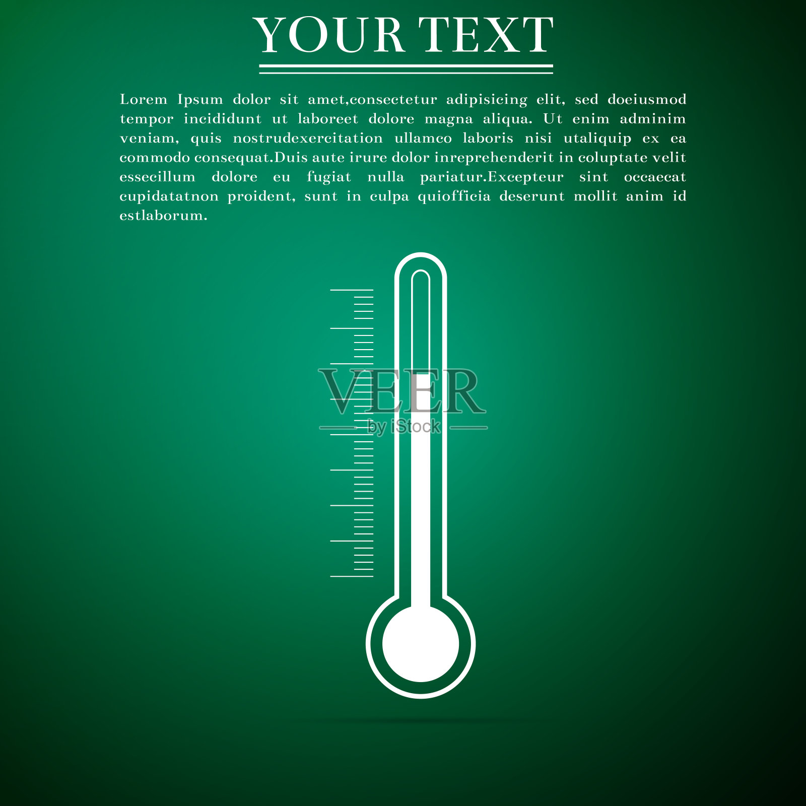 温度计图标隔离在绿色背景上。平面设计。矢量图背景图片素材