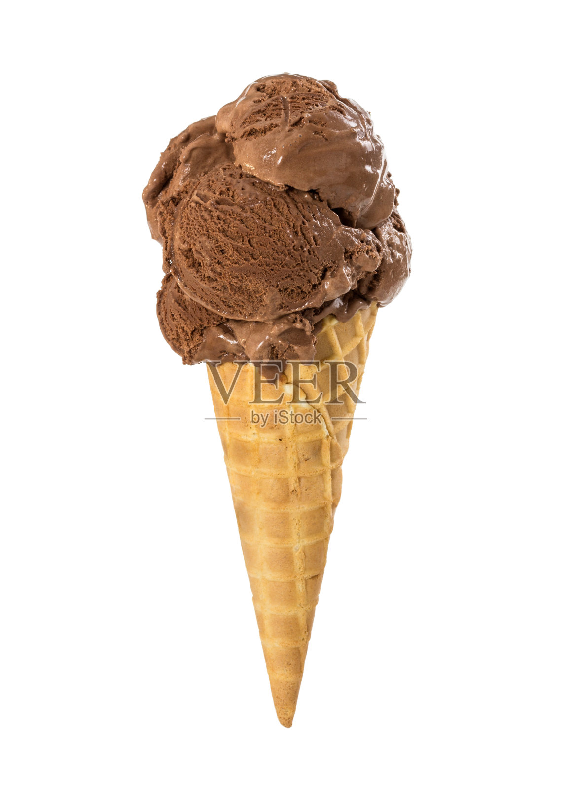 威化筒上有巧克力冰淇淋照片摄影图片