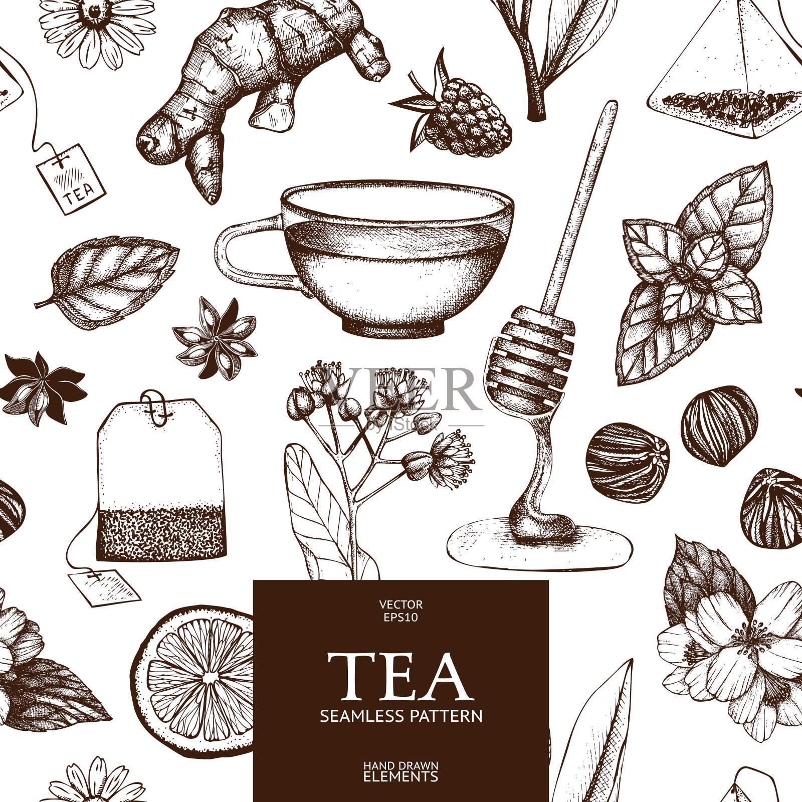 向量茶模式插画图片素材