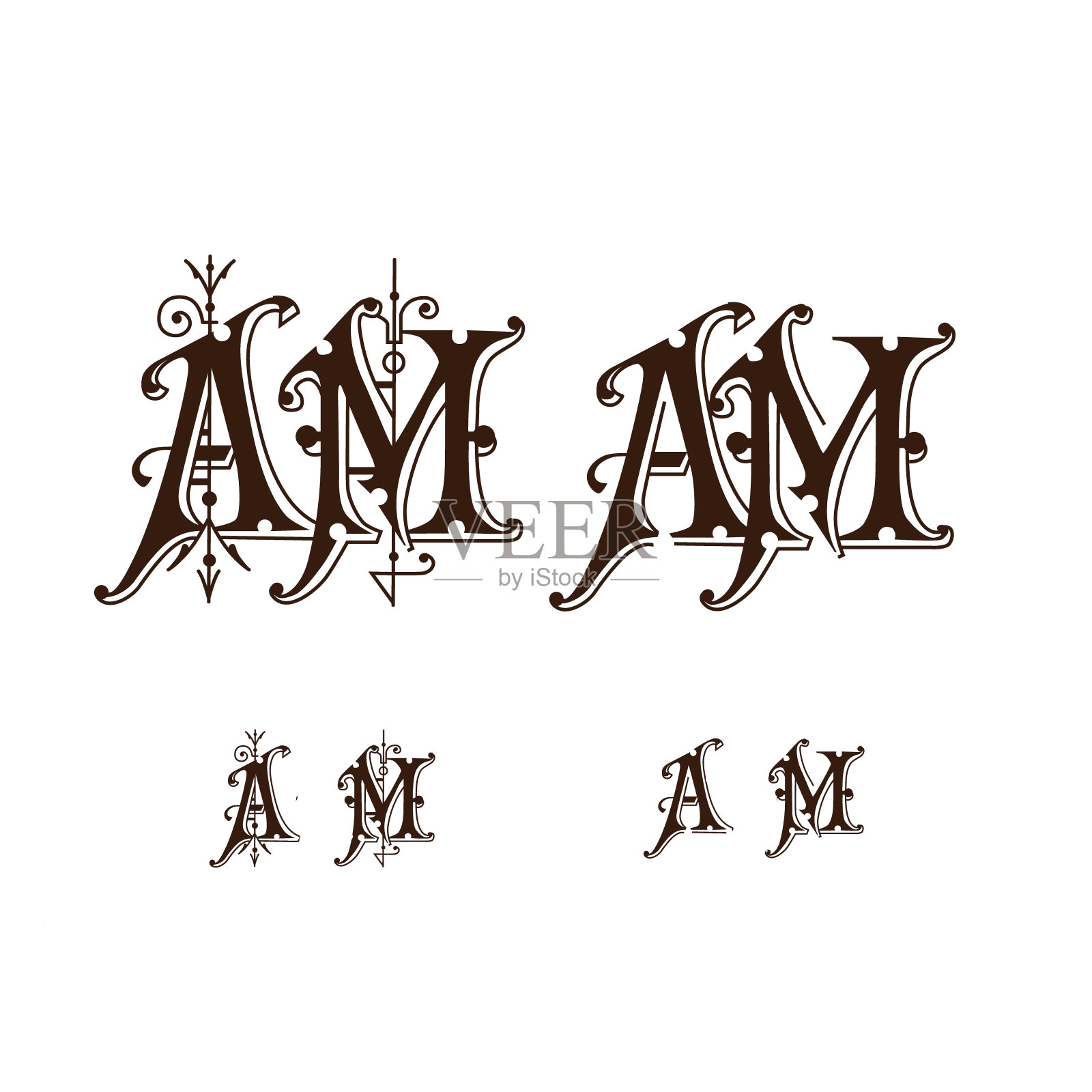 AM字母标志设计与创意交叉插画图片素材