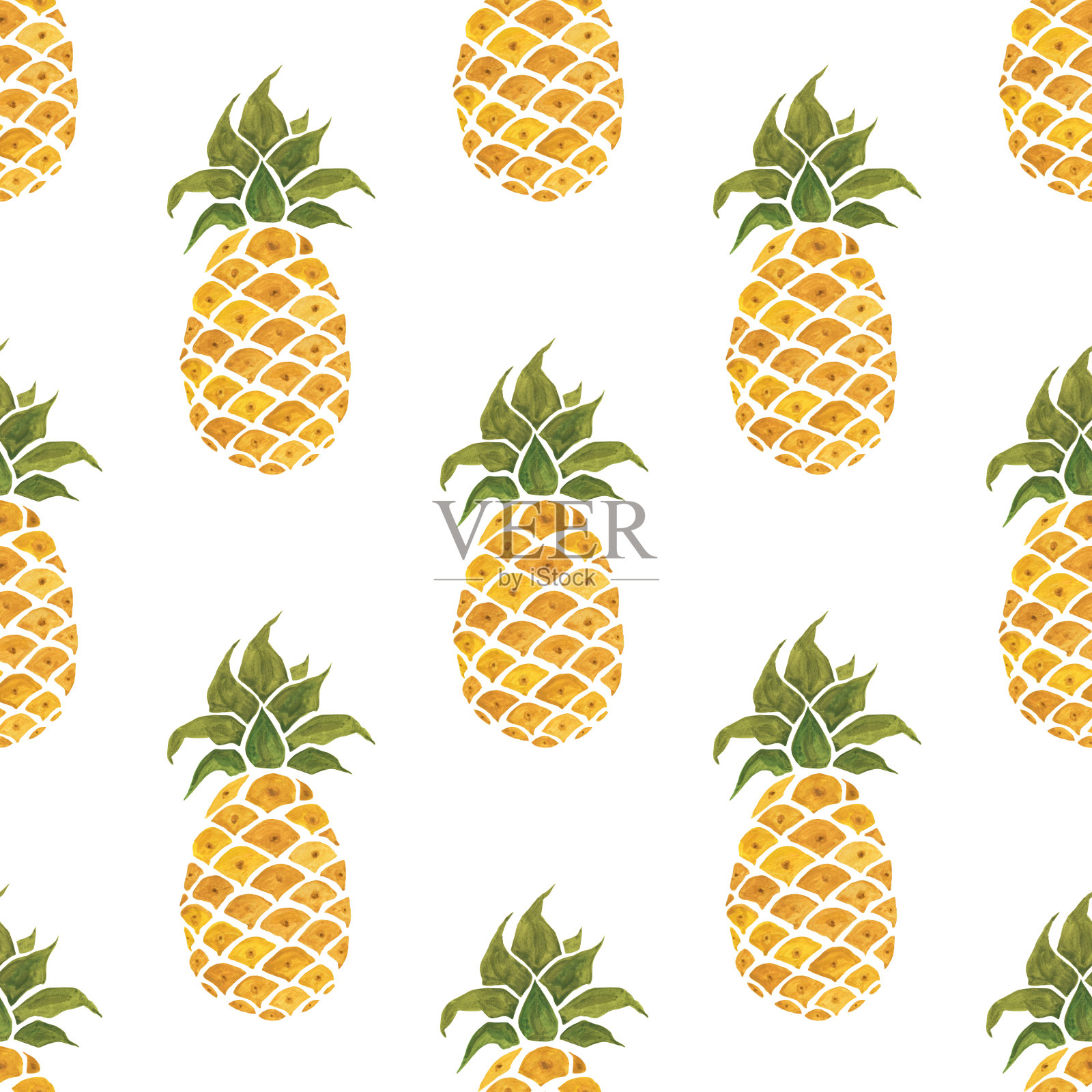 菠萝的背景。水彩无缝模式插画图片素材