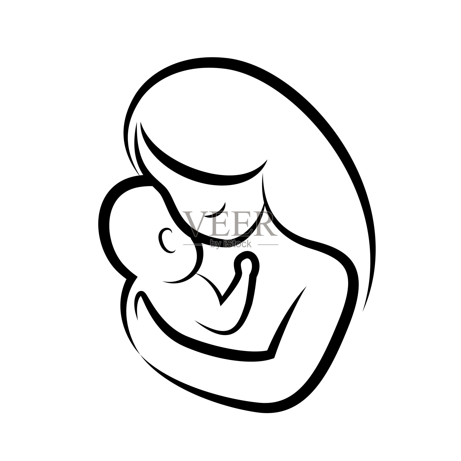 妈妈抱着婴儿简笔画图片