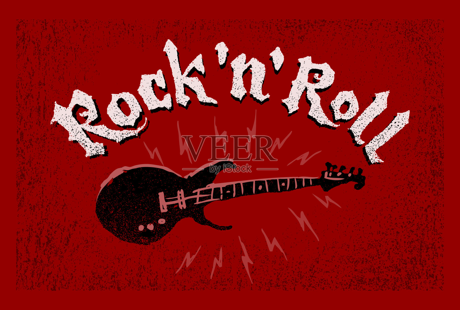 摇滚字体。电吉他上的红色垃圾摇滚背景插画图片素材