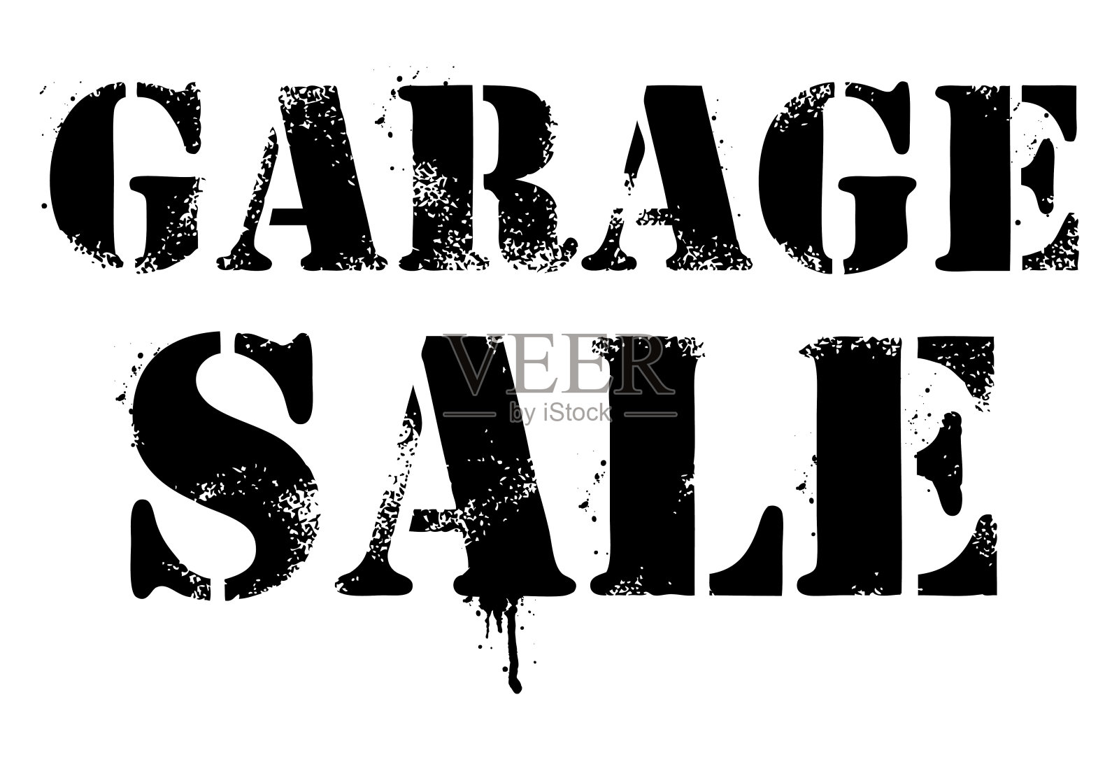 车库出售标志，涂鸦喷绘字母插画图片素材