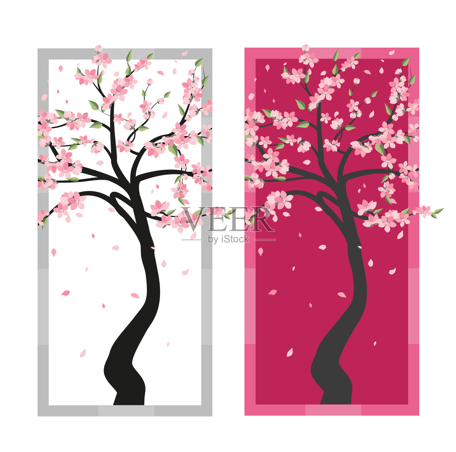 向量树樱花设计元素图片