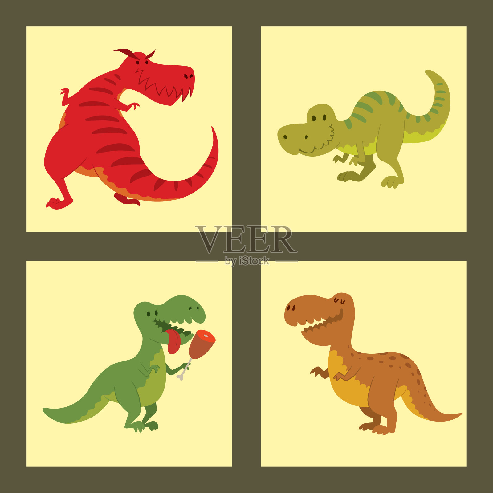 恐龙矢量恐龙动物霸王龙危险生物强迫野生侏罗纪捕食者史前灭绝插图插画图片素材