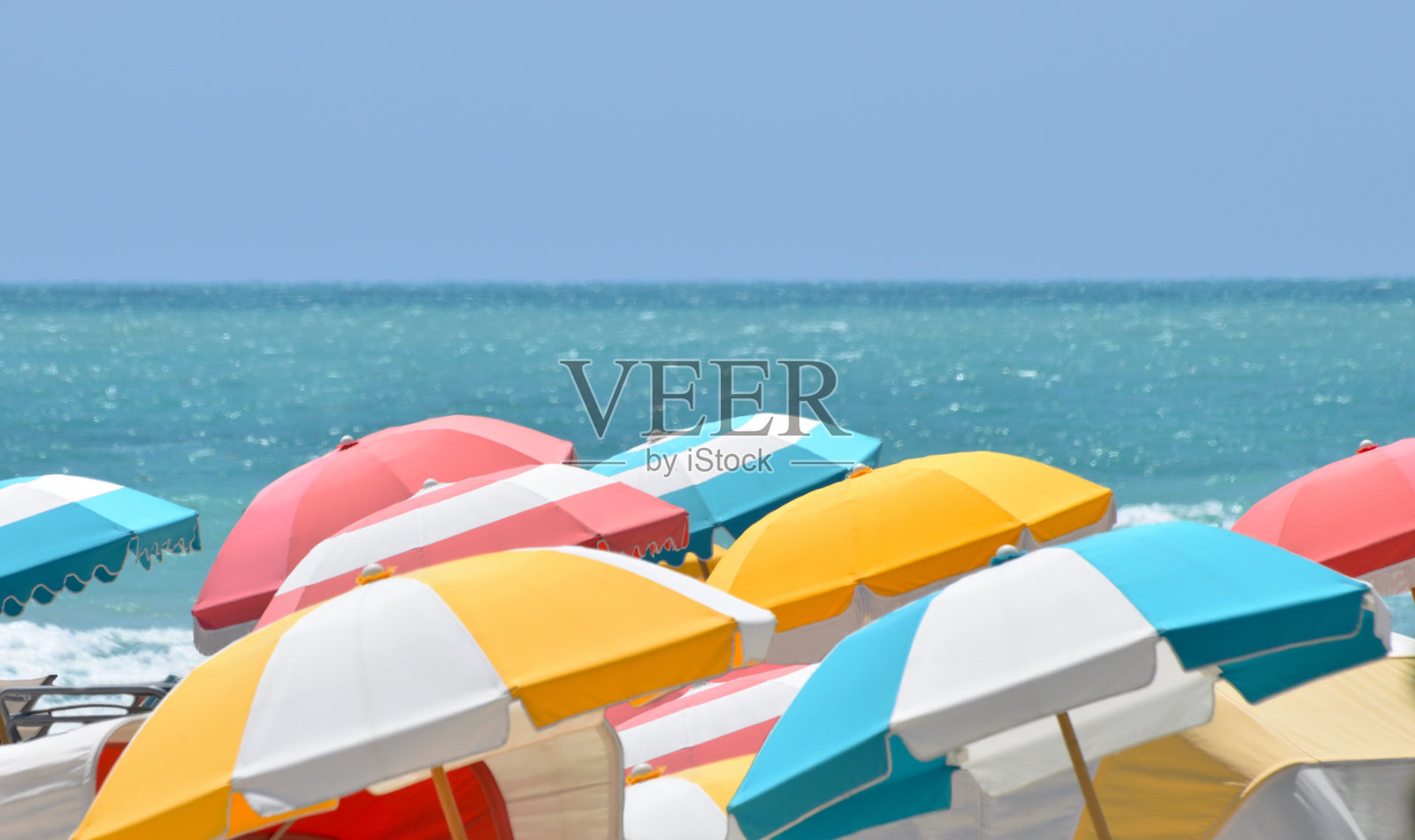 五彩沙滩伞迈阿密海滩佛罗里达照片摄影图片