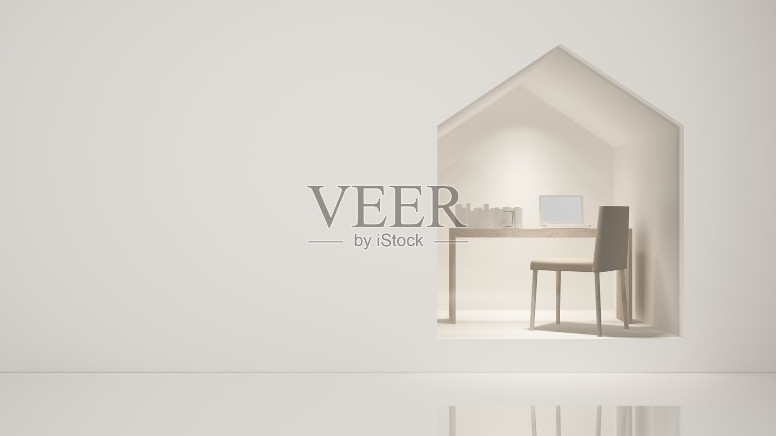 家具店3d渲染白色背景-三角形空间极简风格极简日式照片摄影图片