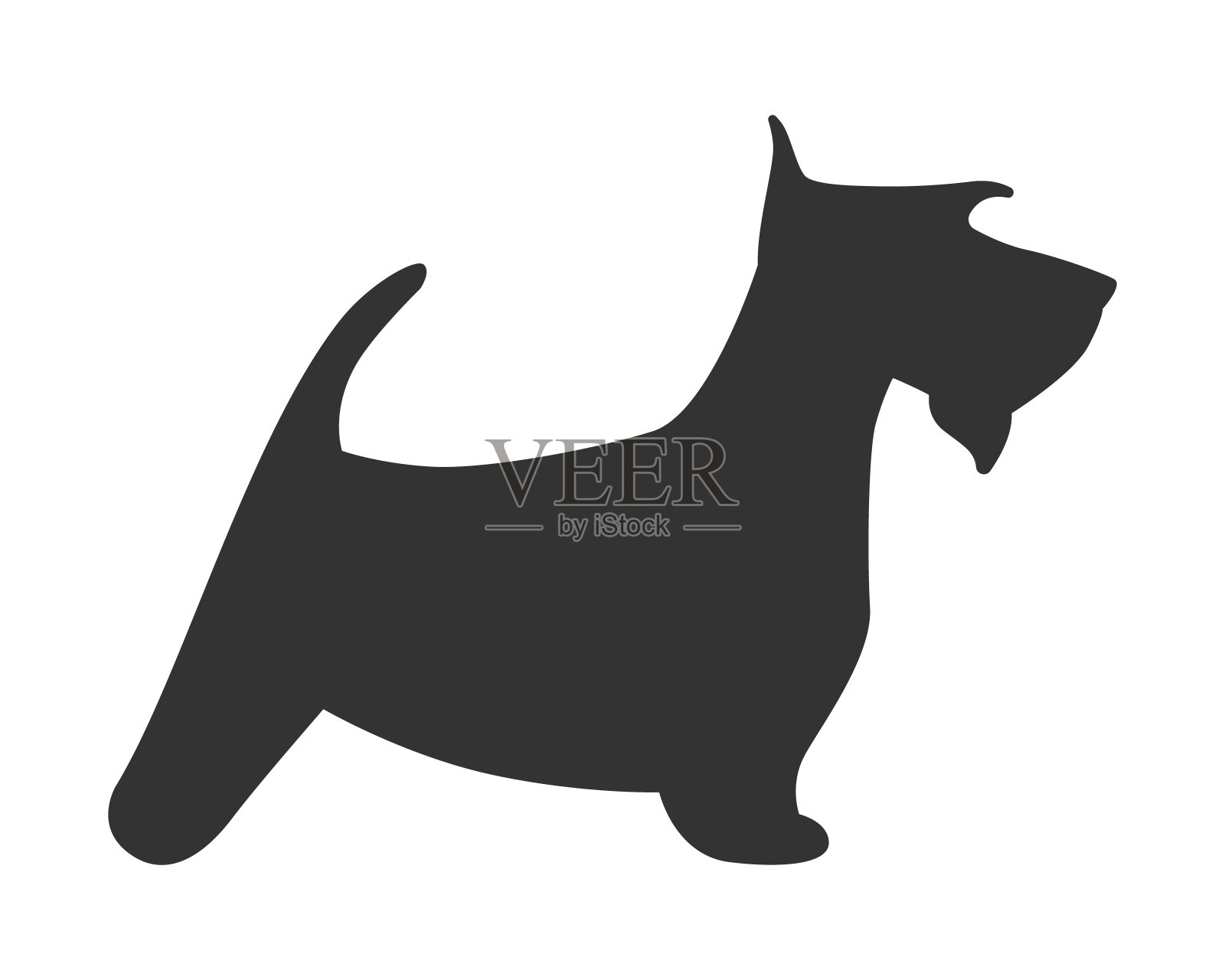 苏格兰梗剪影狗小狗品种简单图标设计元素图片