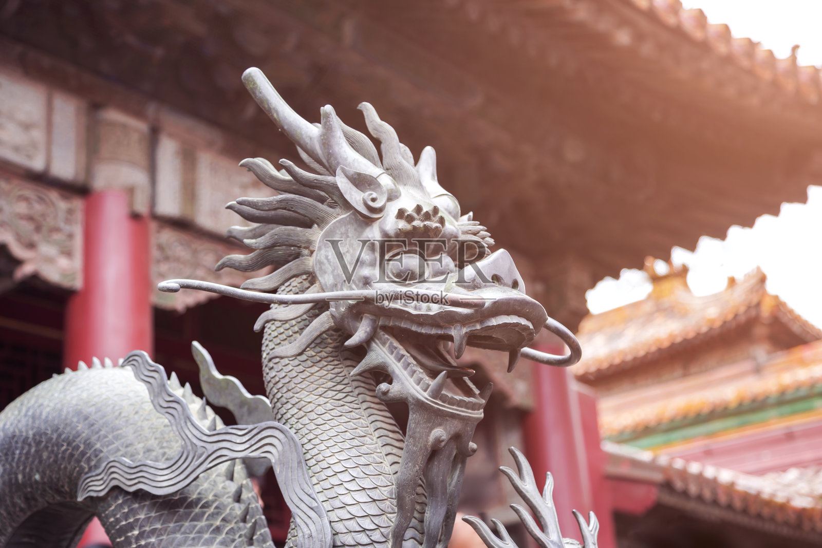 中国紫禁城雕刻的古代龙照片摄影图片