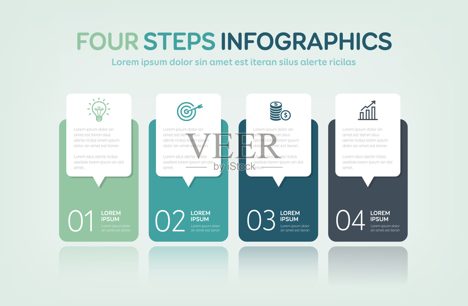 四个步骤信息图插画图片素材