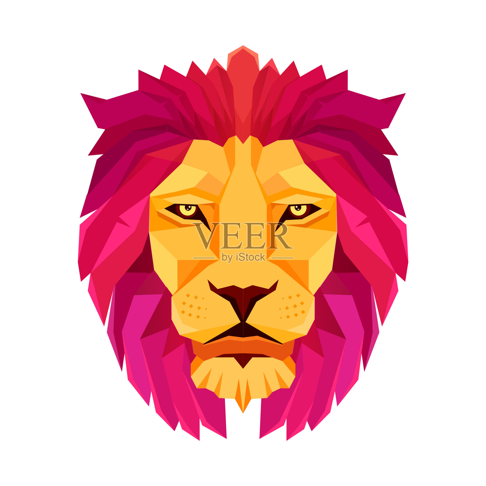 狮子的头。低聚设计。创造性的标志元素。插画图片素材