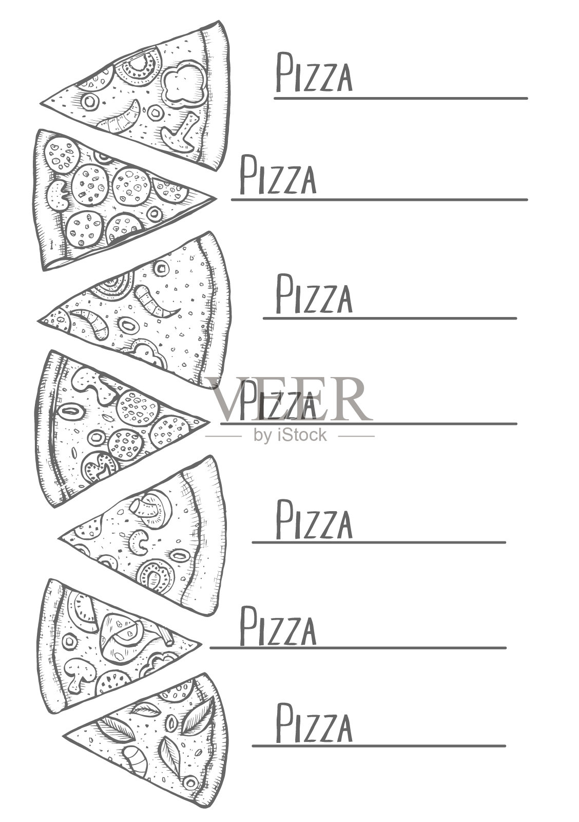 菜单的披萨设计元素图片