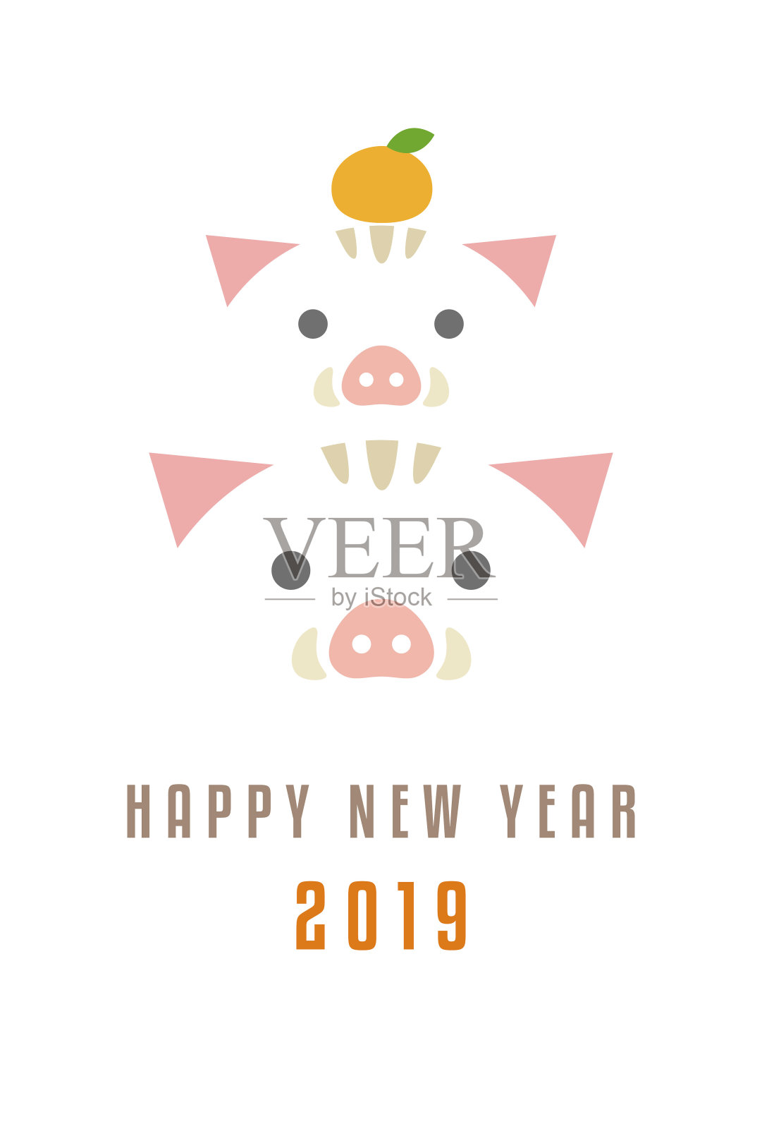 2019年的猪年新年卡片设计模板素材
