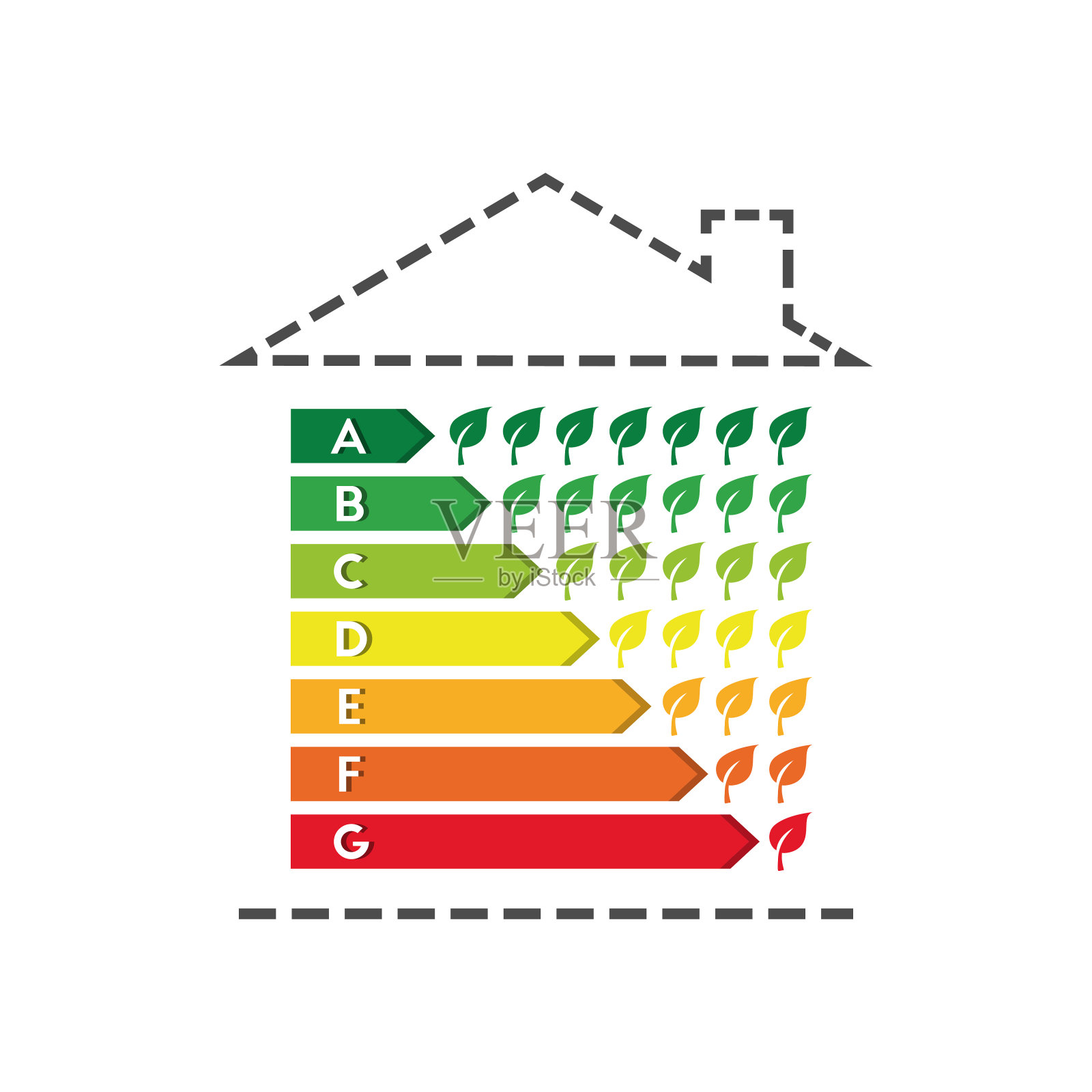 房屋和树叶的能源效率概念插画图片素材