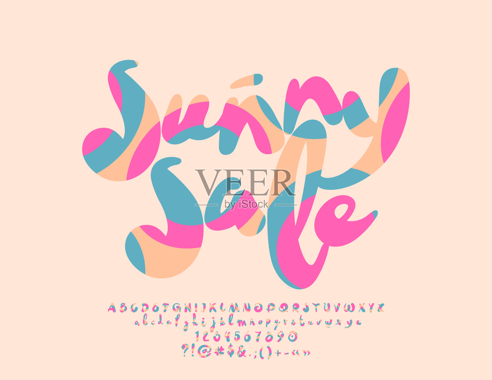 矢量彩色夏季签名Sunny Sale与字母插画图片素材