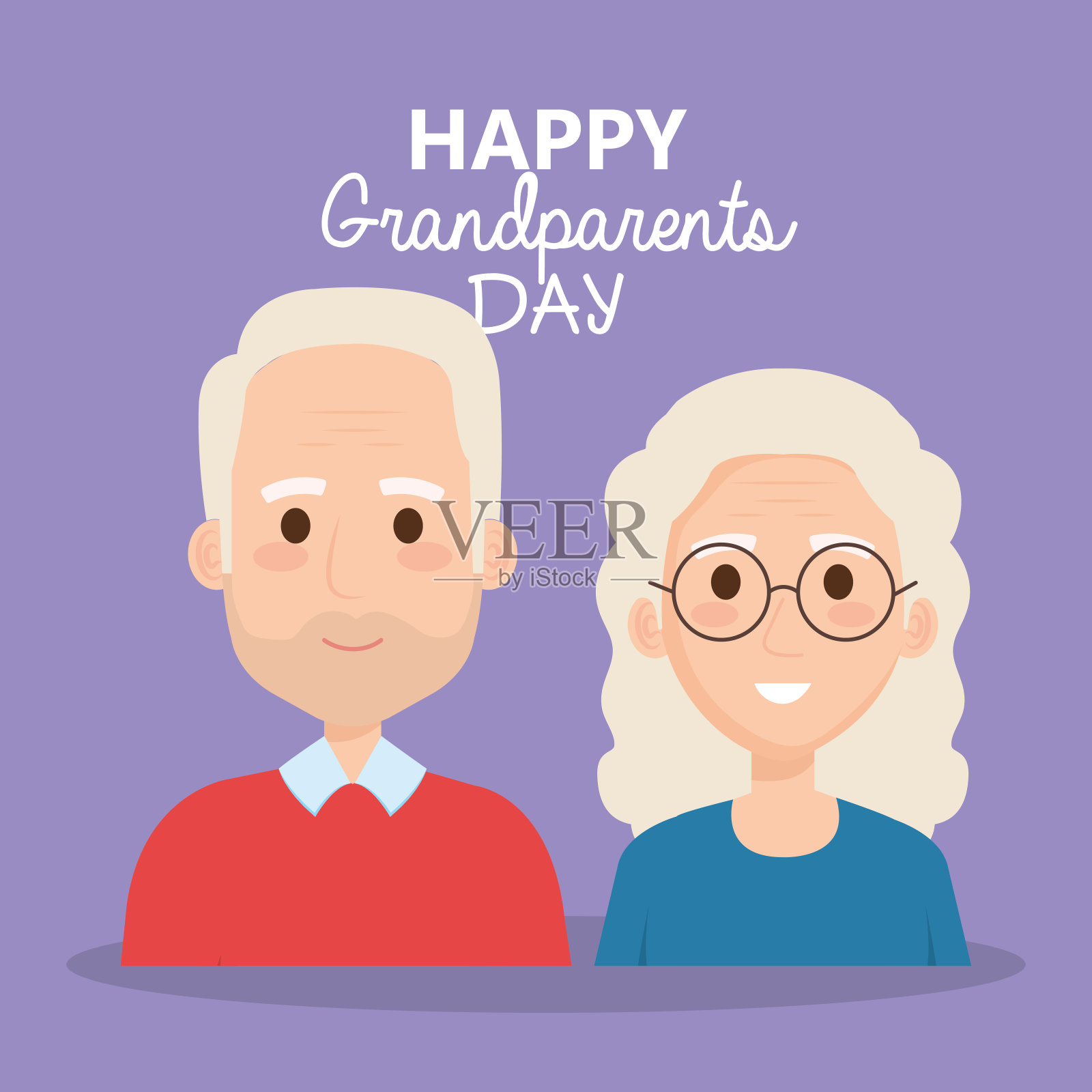 祖父母的节日庆祝与夫妇的角色插画图片素材