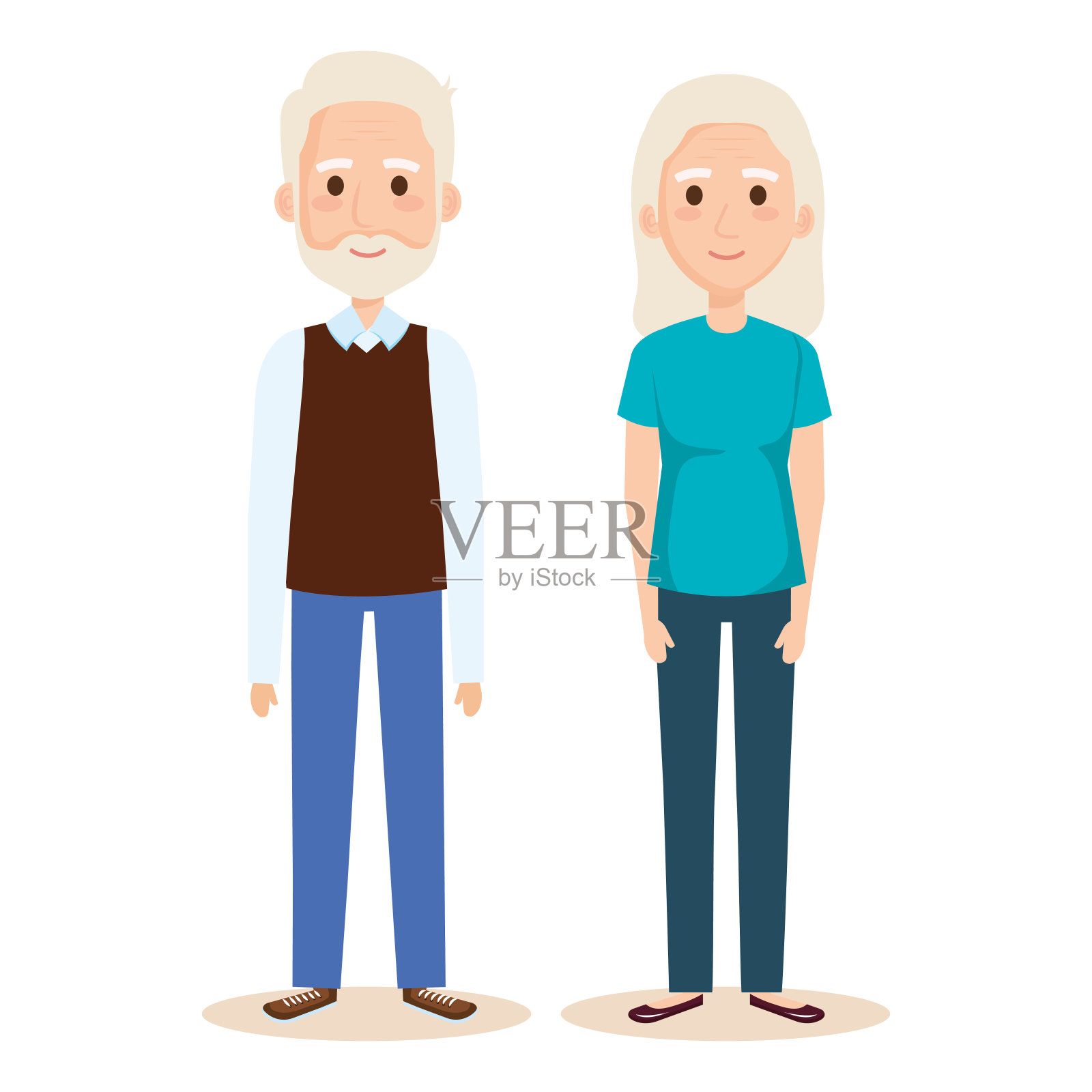 可爱的祖父母夫妇角色插画图片素材
