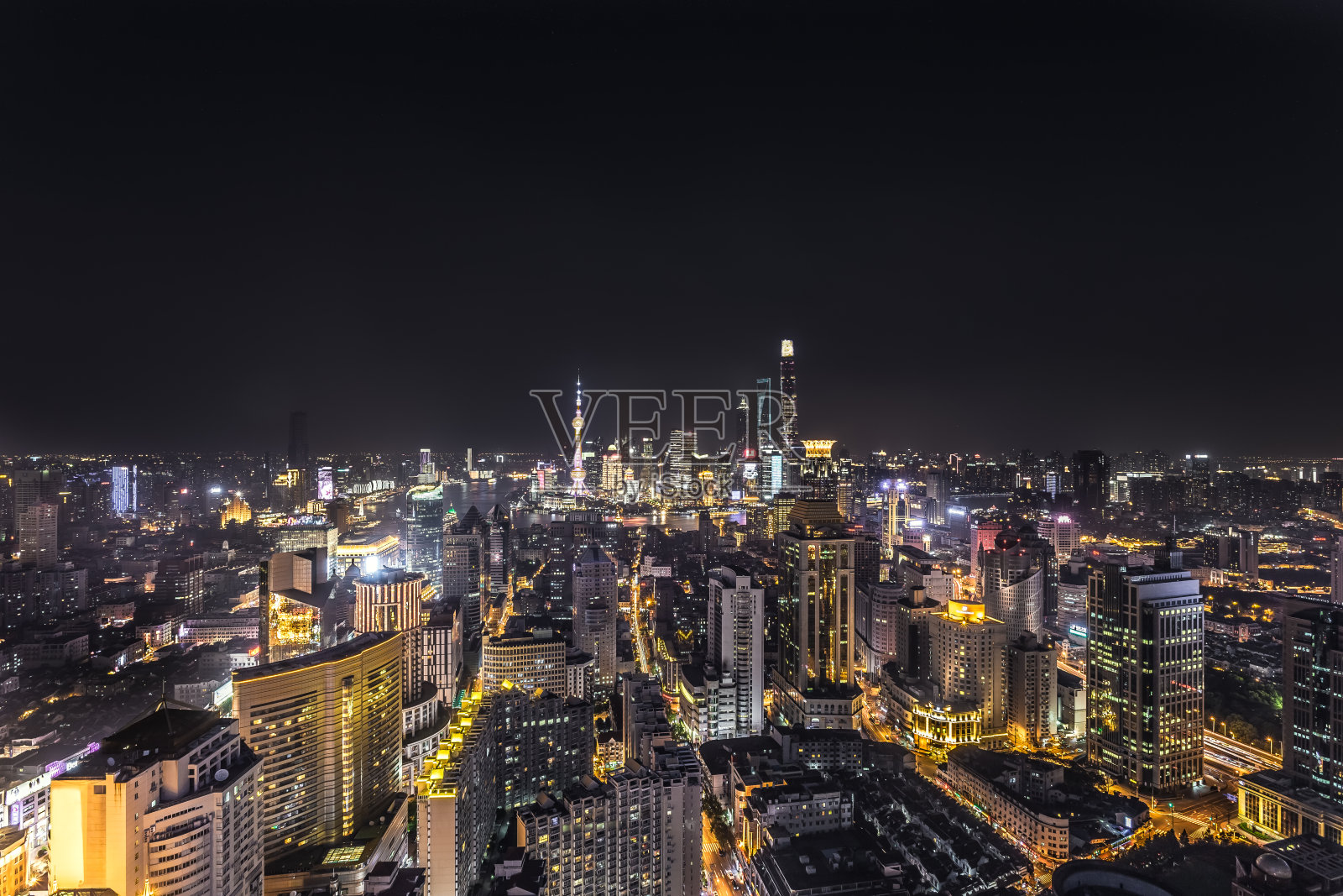 上海夜景和天际线照片摄影图片