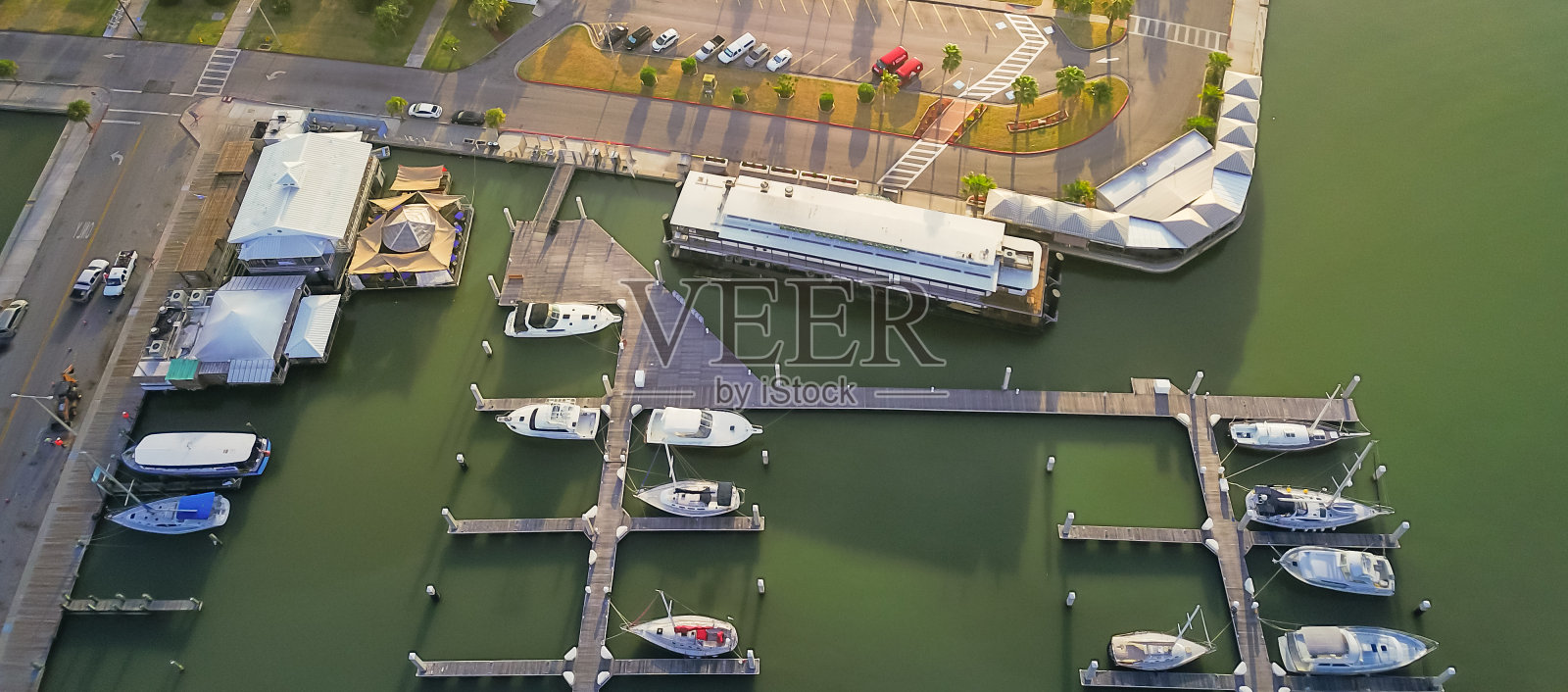 全景游艇停车场在科珀斯克里斯蒂，德克萨斯湾前区照片摄影图片