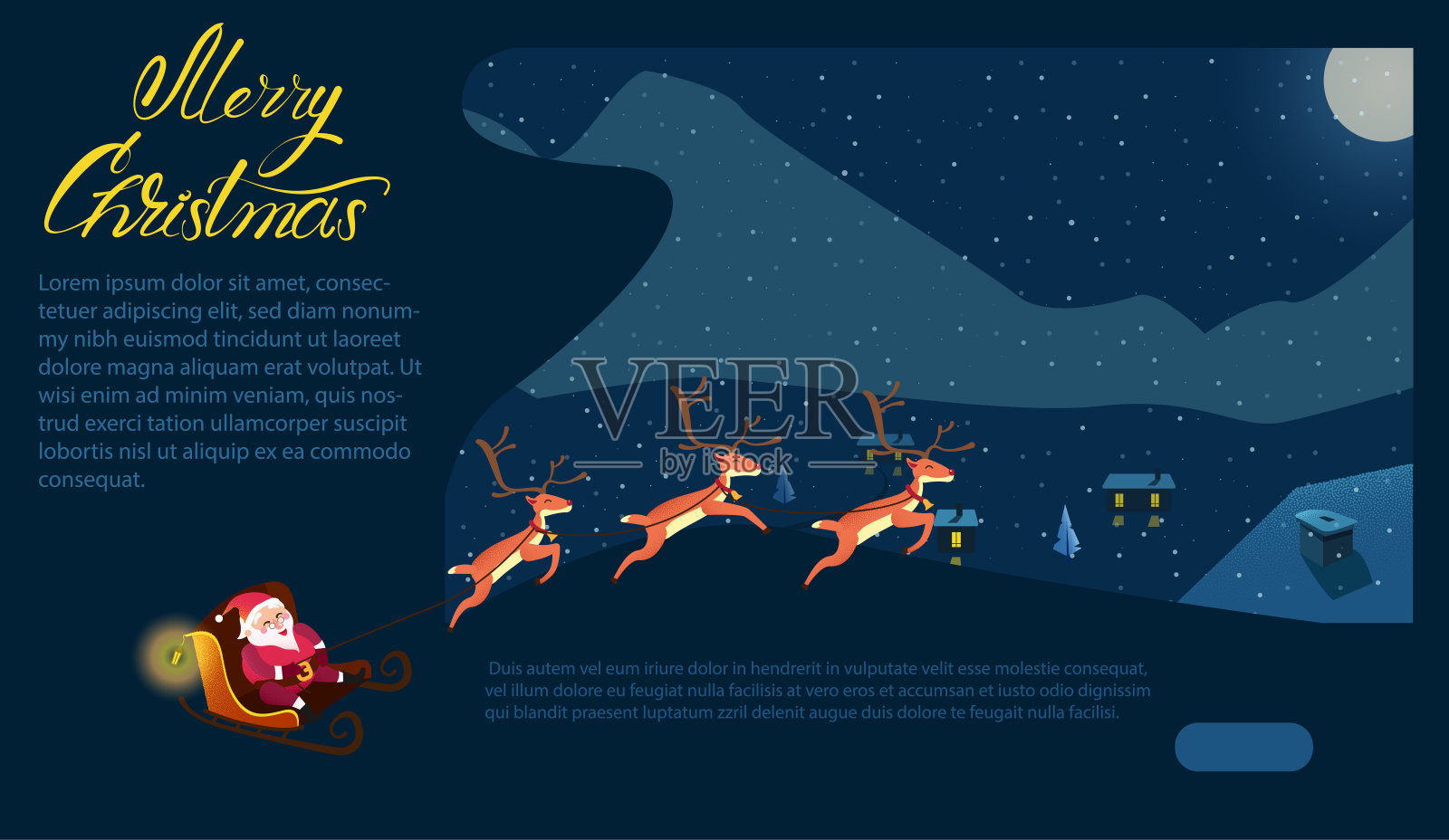 圣诞快乐登陆页面模板与圣诞老人。插画图片素材