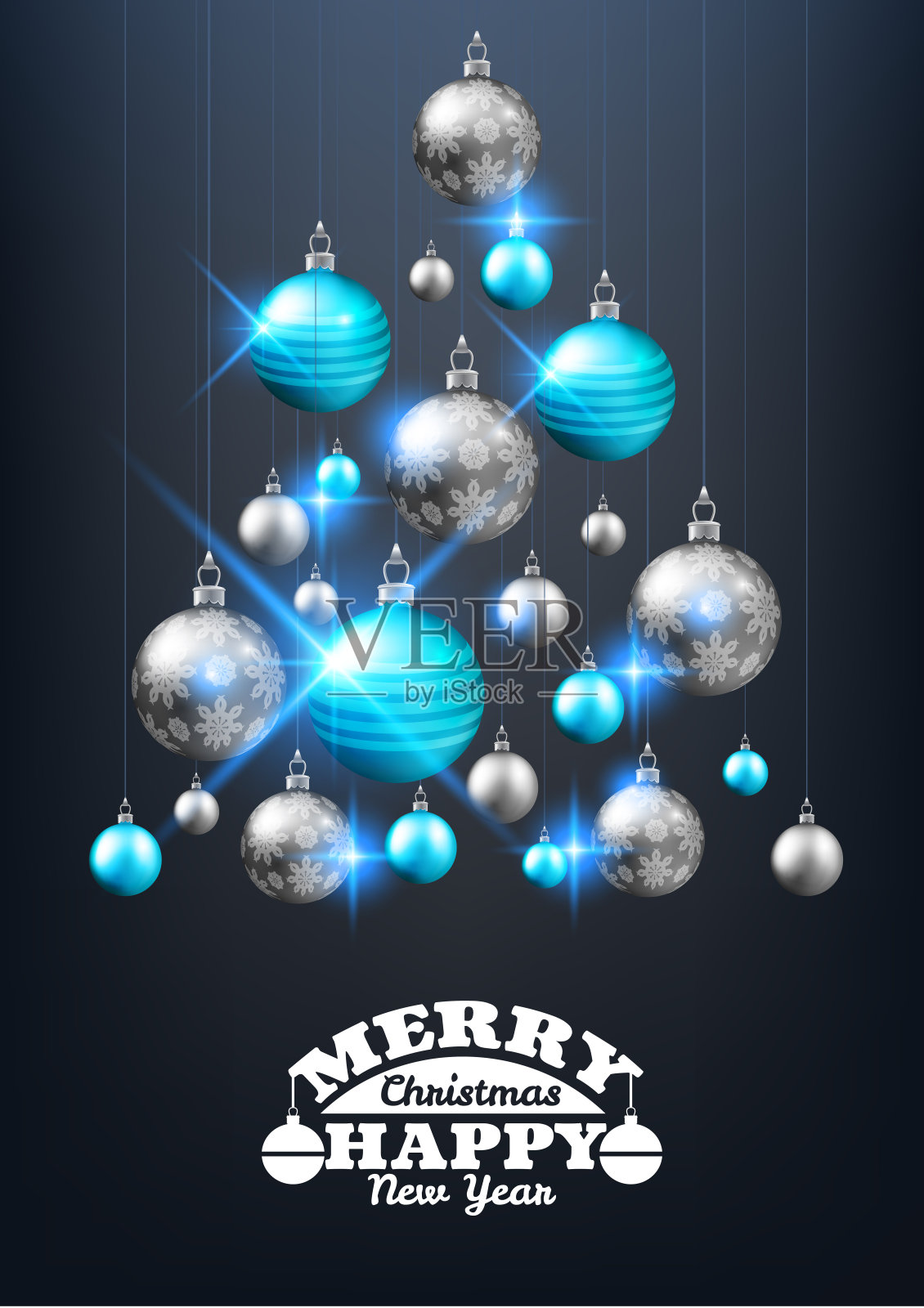 圣诞和新年软背景设计，装饰金球树形状，矢量插图设计模板素材