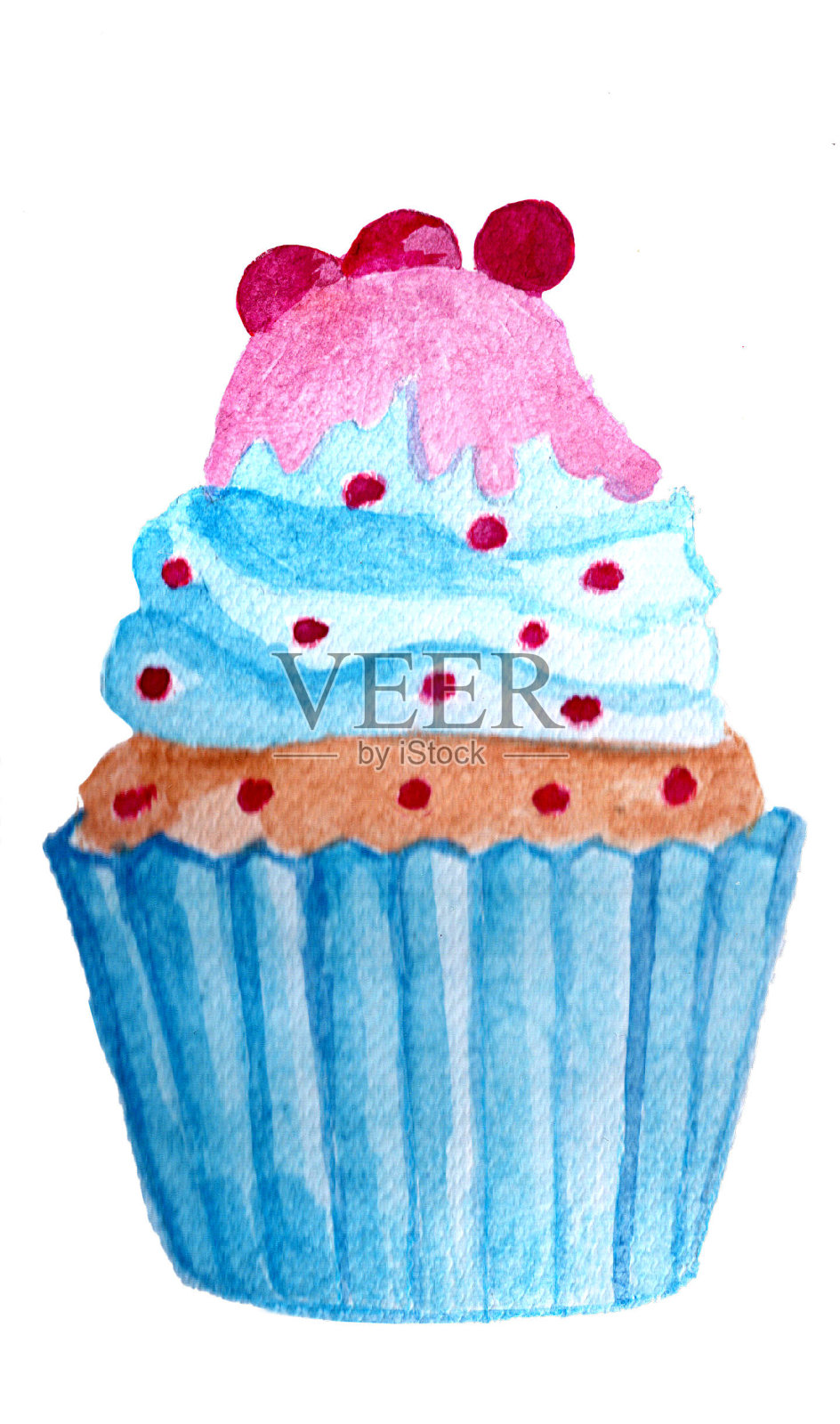 水彩蓝蛋糕插画图片素材