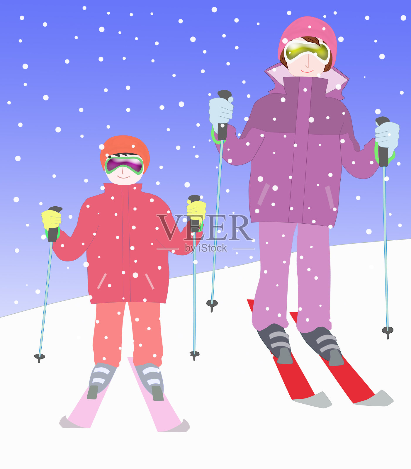 日本人冬天的生活插画图片素材