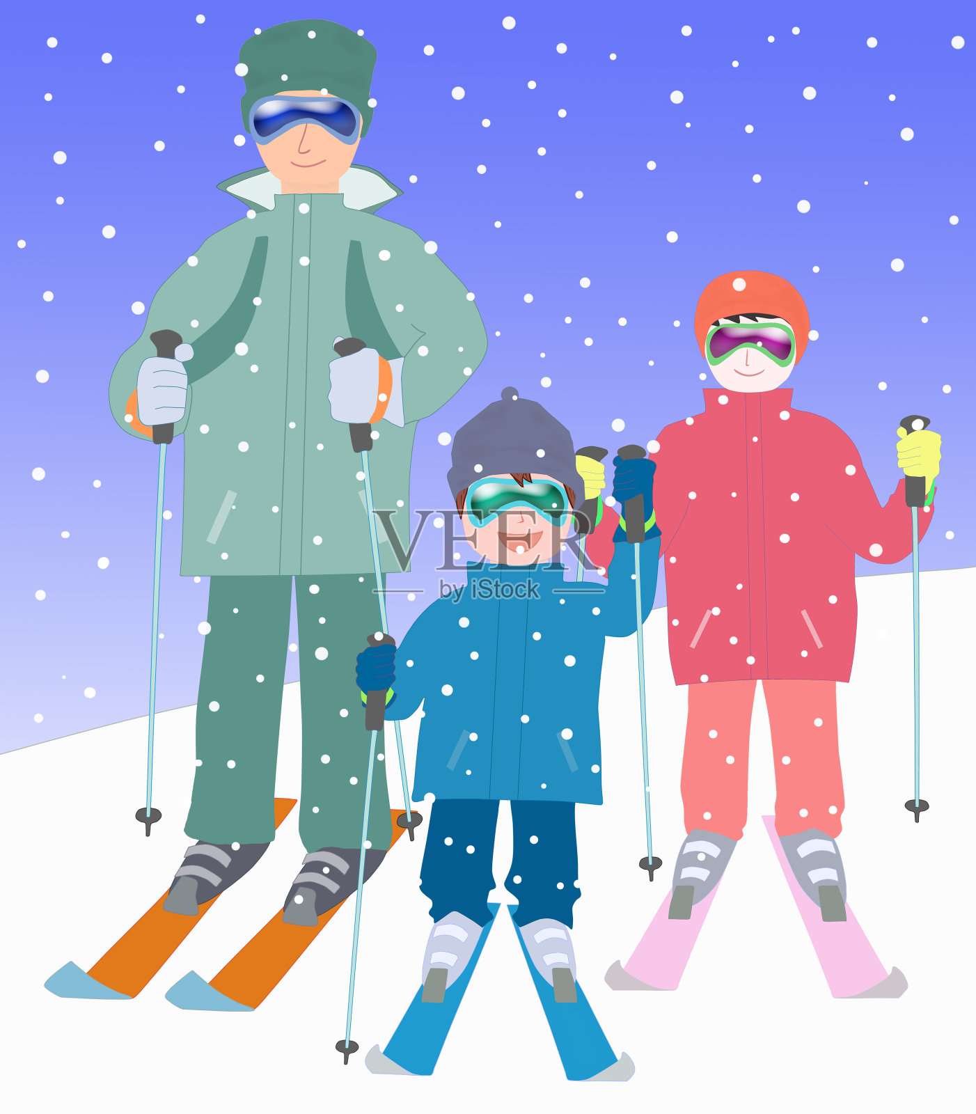 日本人冬天的生活插画图片素材