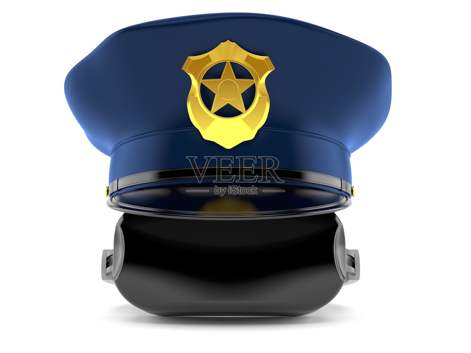 虚拟现实头盔与警察帽照片摄影图片