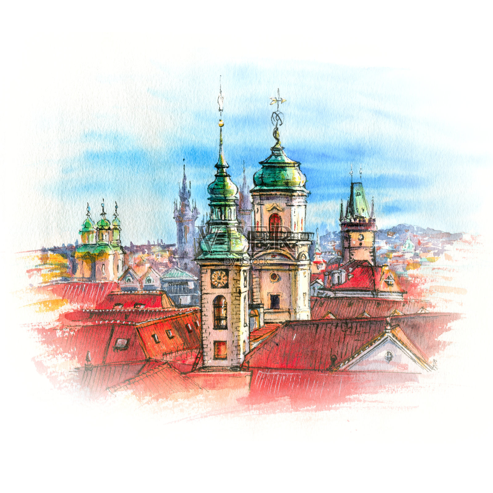 布拉格，捷克共和国插画图片素材