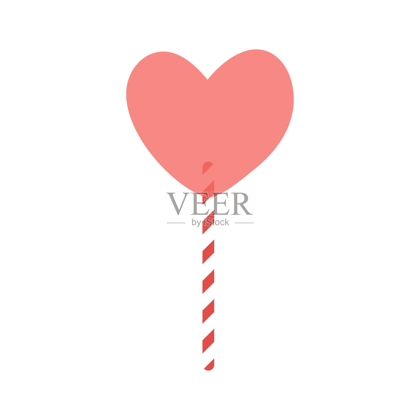 心形条纹棒棒糖，情人节的图标，婚礼设计。插画图片素材