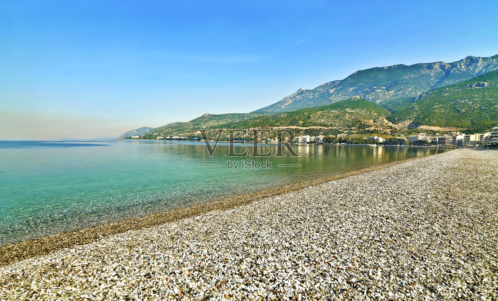 风景的卢特拉基海滩希腊-著名的夏季希腊地方照片摄影图片