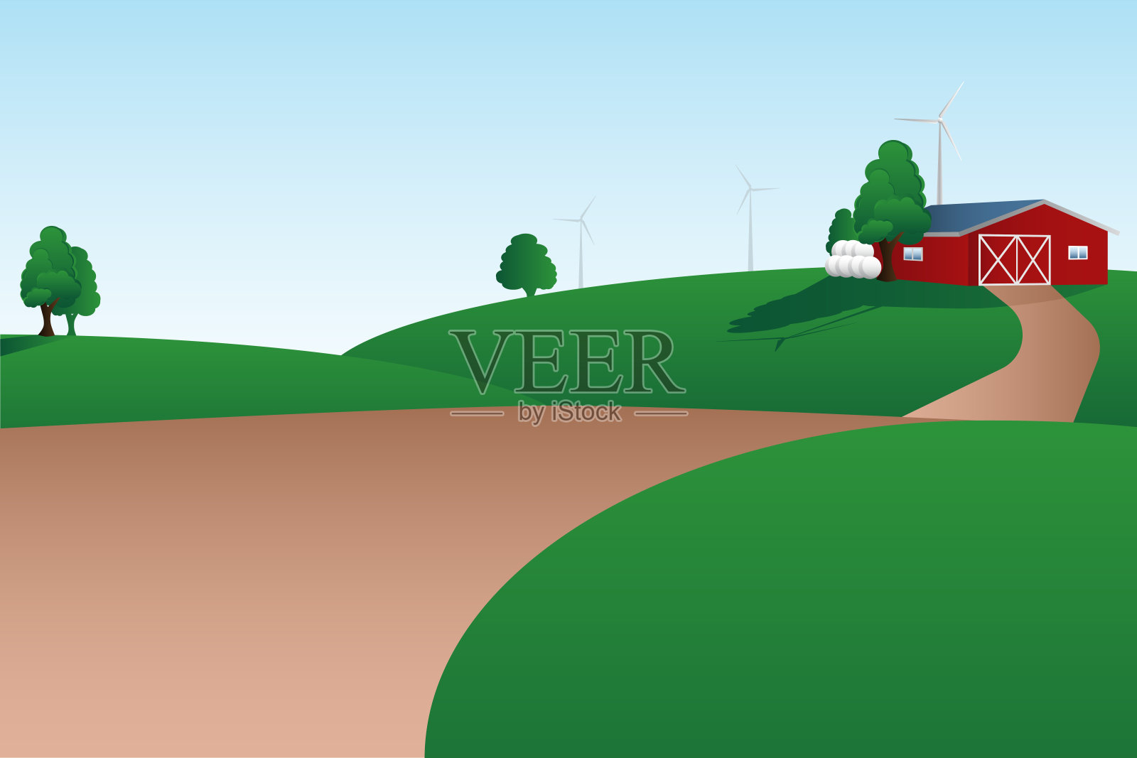 聪明的农场。数字农业和可再生能源。插画图片素材