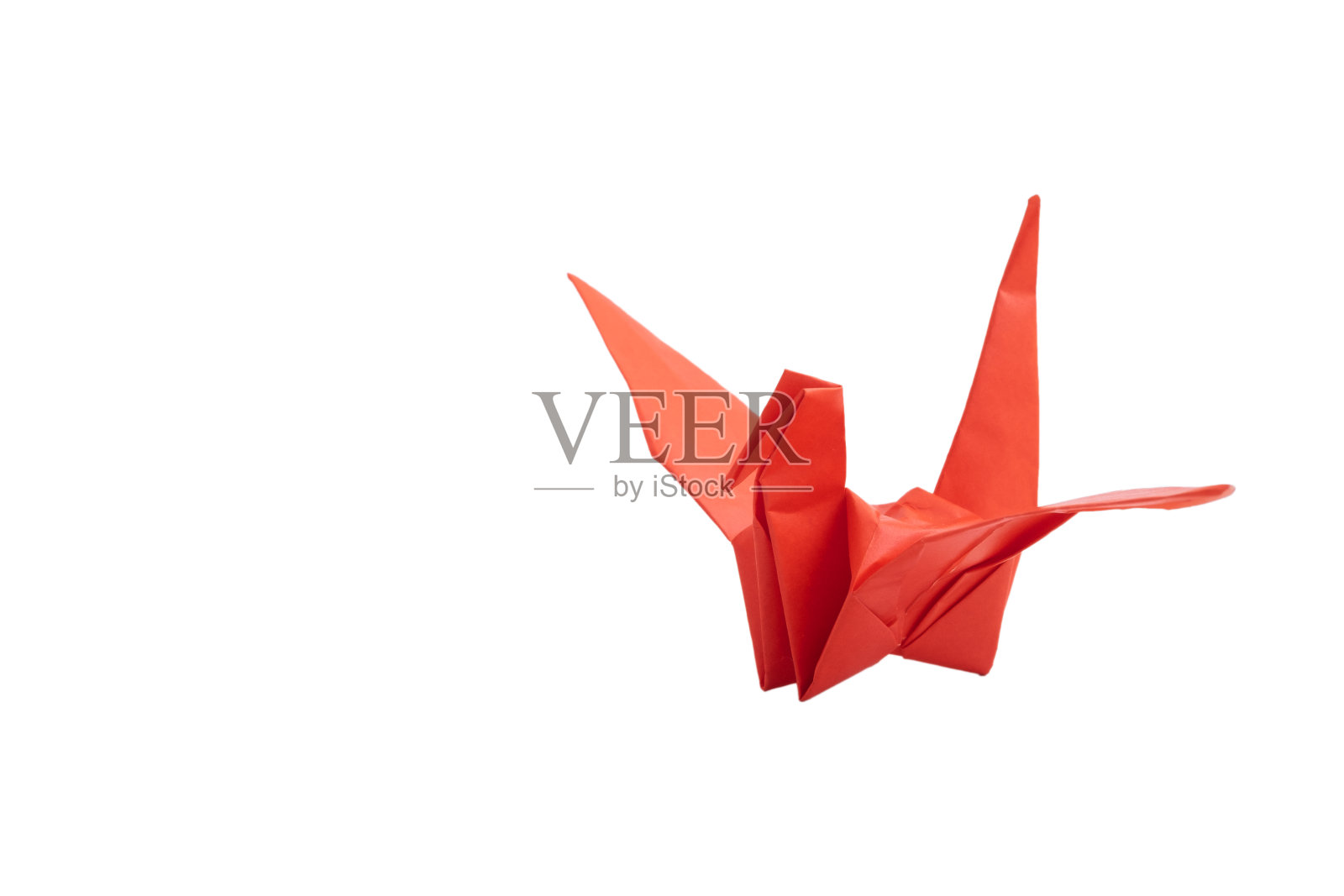 红色鸟纸鹤折纸孤立在白色背景照片摄影图片
