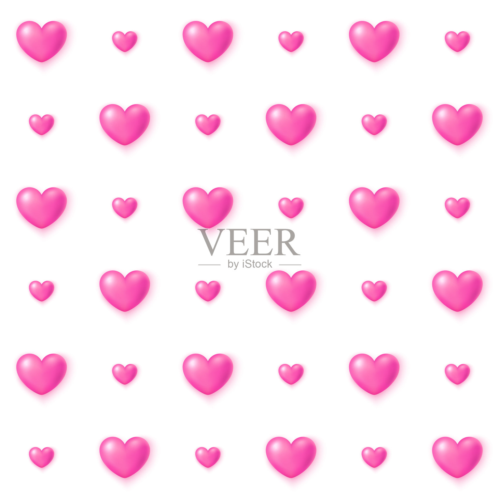 可爱的粉色心形无缝图案，情人节，纹理的壁纸，织物，包裹，网页背景，矢量插图插画图片素材