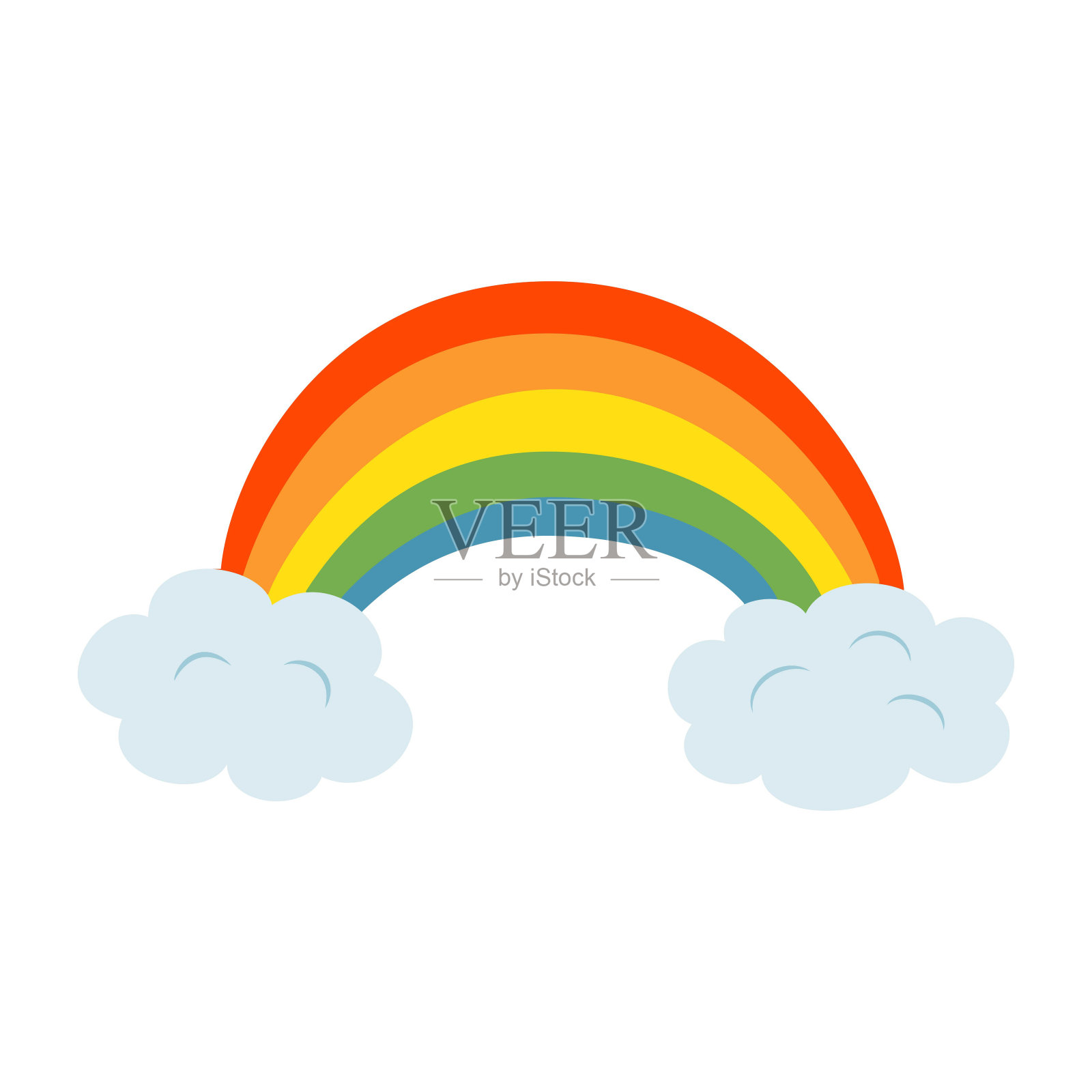 插图与彩虹在白色的背景。设计元素图片