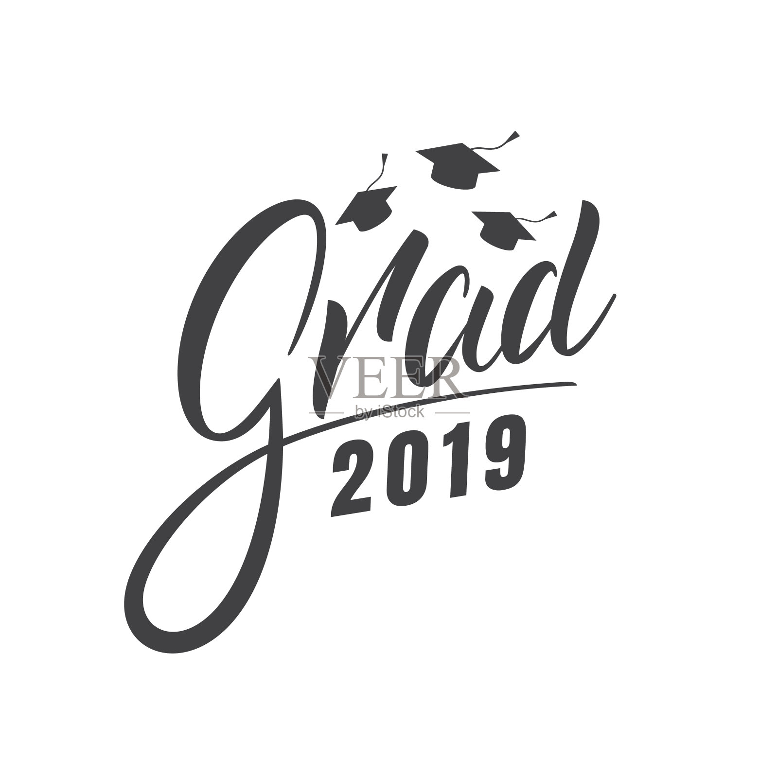 2019年毕业。毕业生2019年毕业典礼字母标签插画图片素材